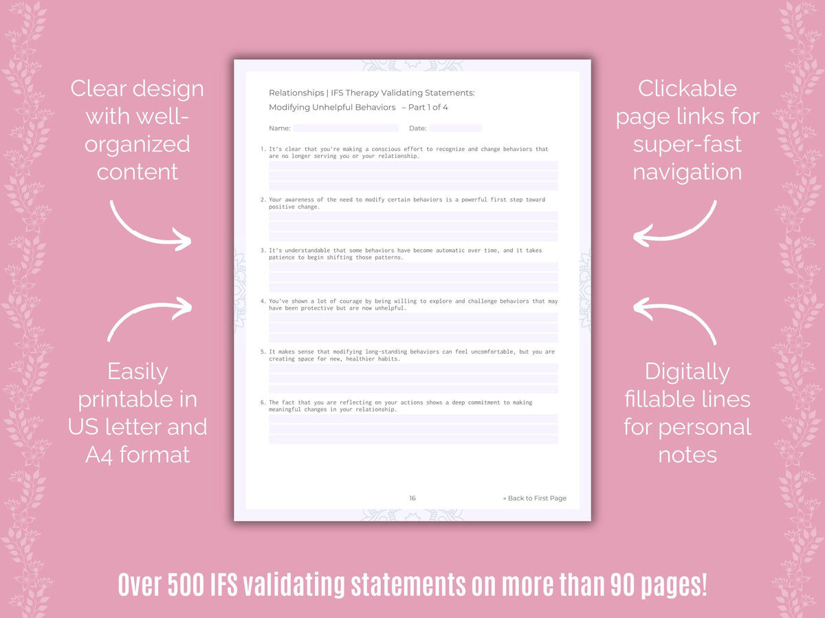 Relationships Internal Family Systems (IFS) Counseling Templates