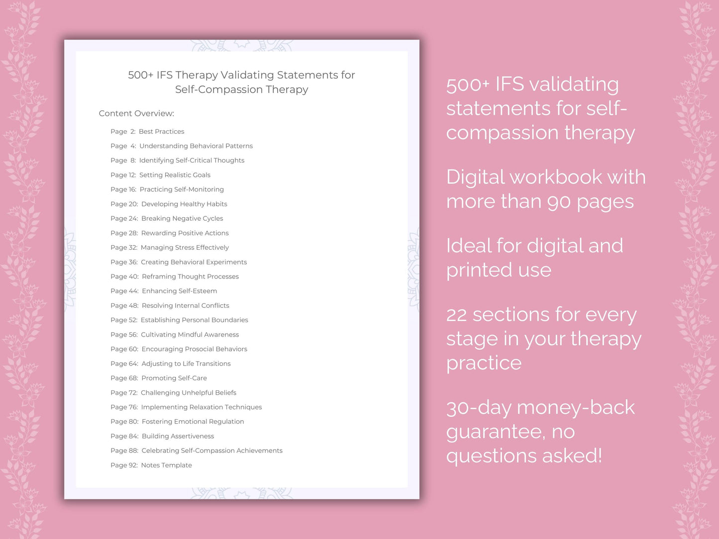 Self-Compassion Internal Family Systems (IFS) Therapist Worksheets