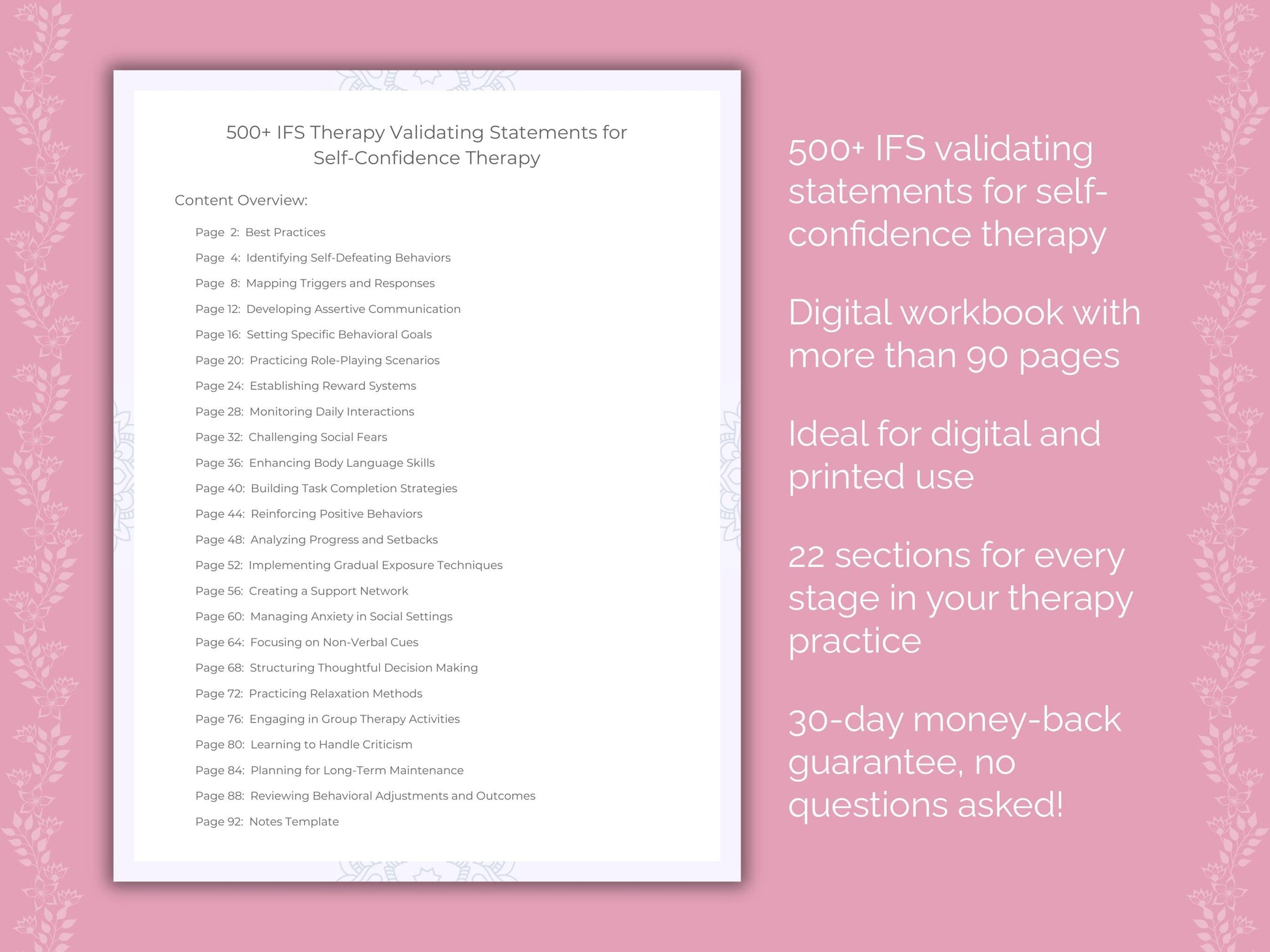 Self-Confidence Internal Family Systems (IFS) Therapist Worksheets