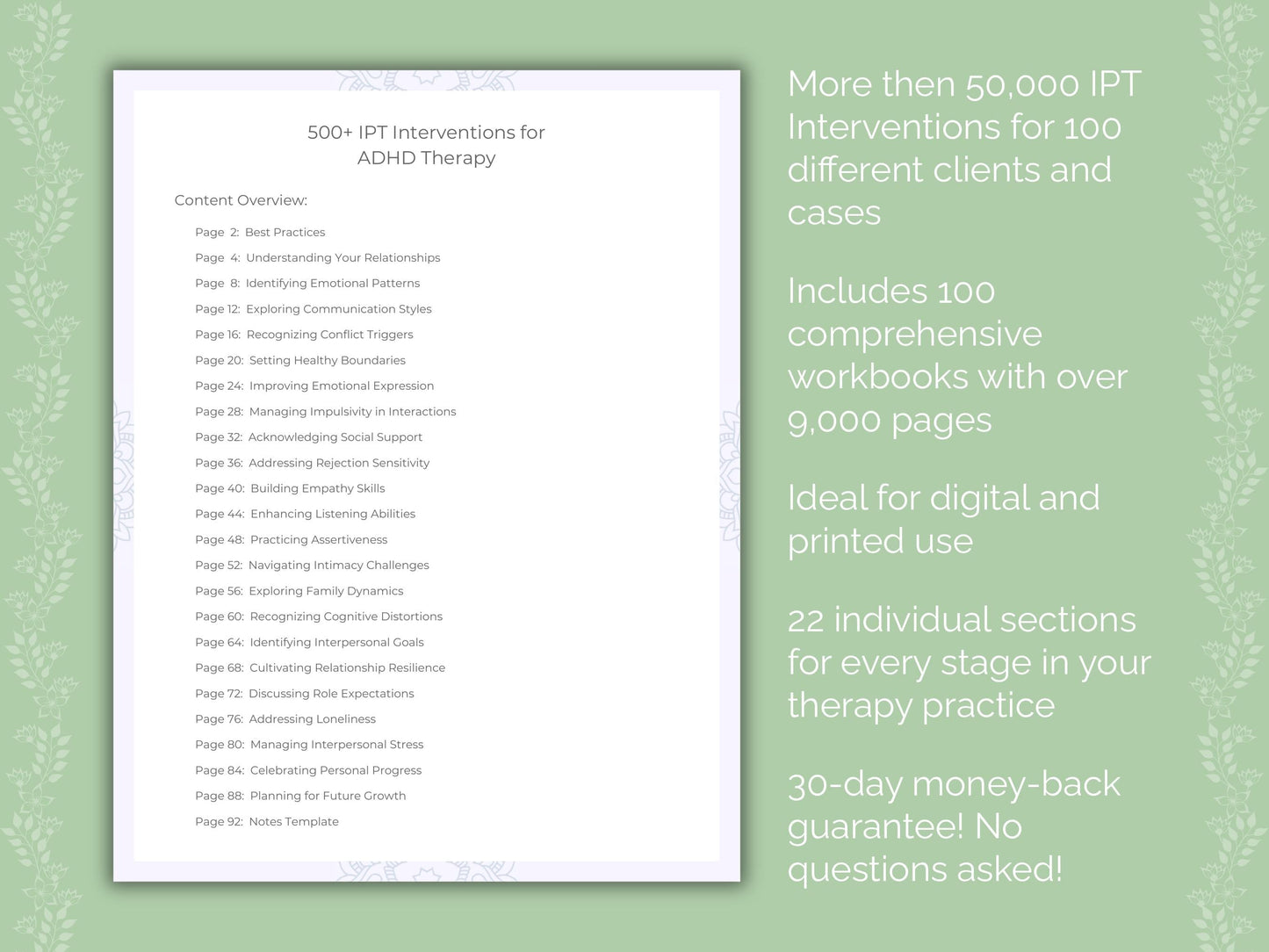 Interpersonal Therapy (IPT) Interventions Counseling Templates