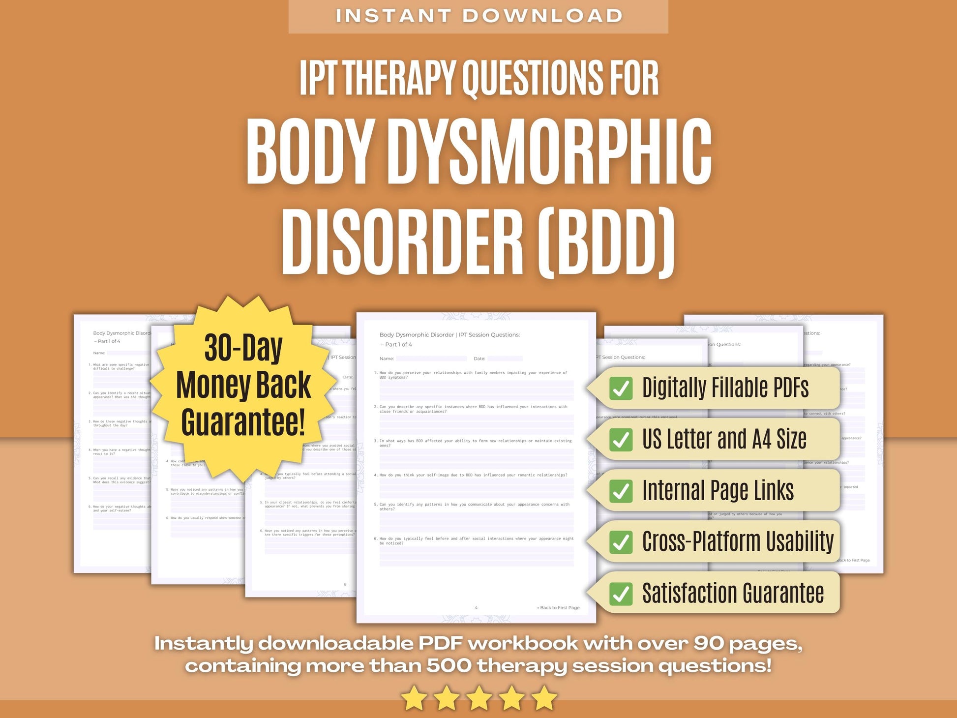 Body Dysmorphic Disorder (BDD) Interpersonal Therapy (IPT) Psychology Workbooks