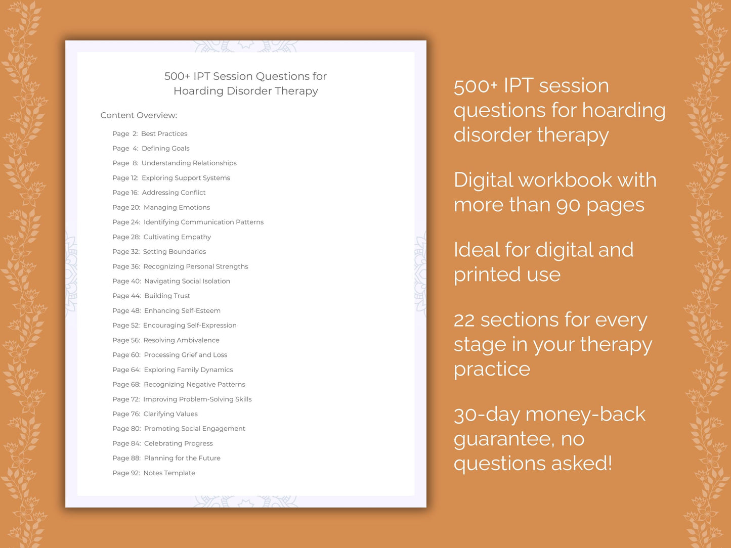 Hoarding Disorder Interpersonal Therapy (IPT) Therapist Worksheets