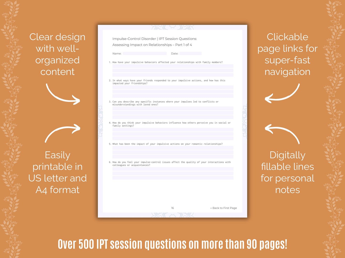 Impulse-Control Disorder (ICD) Interpersonal Therapy (IPT) Counseling Templates