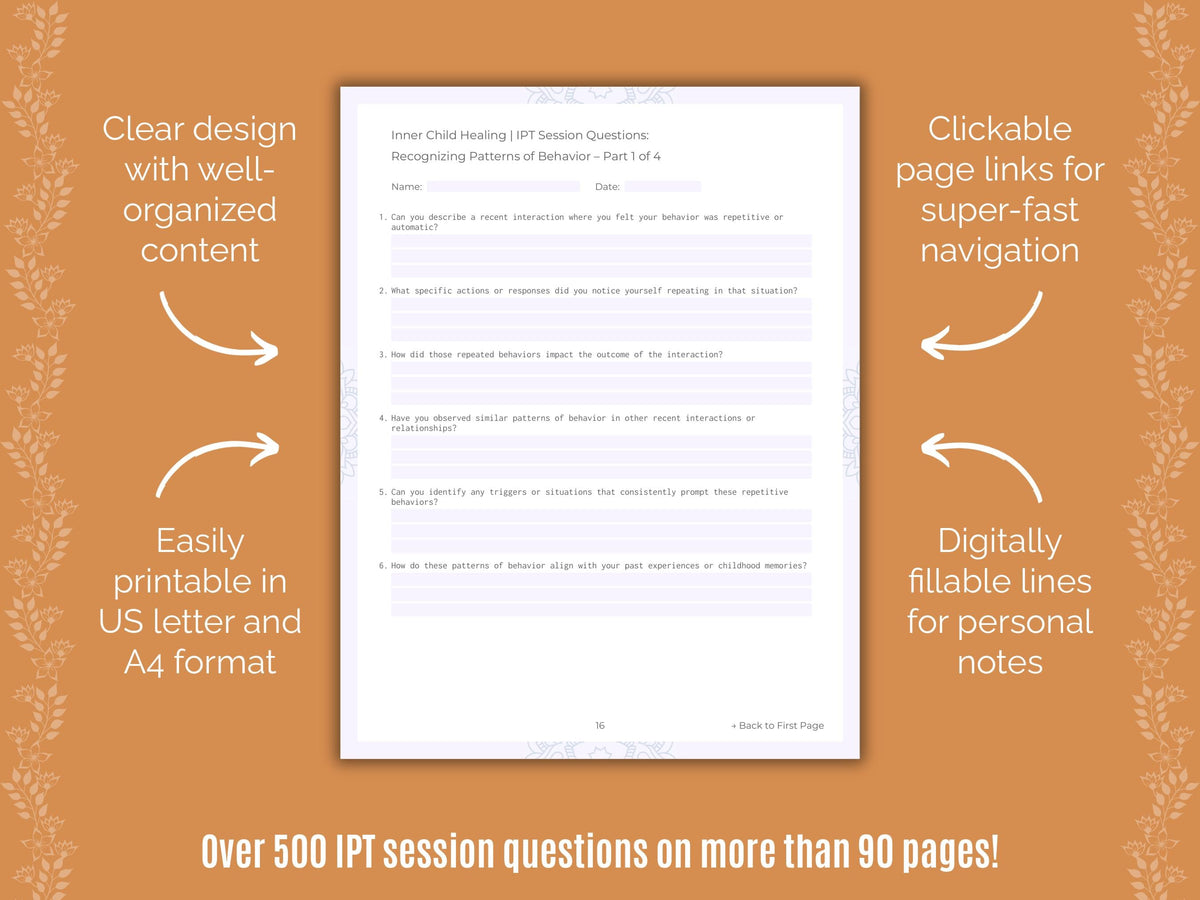 Inner Child Healing Interpersonal Therapy (IPT) Counseling Templates
