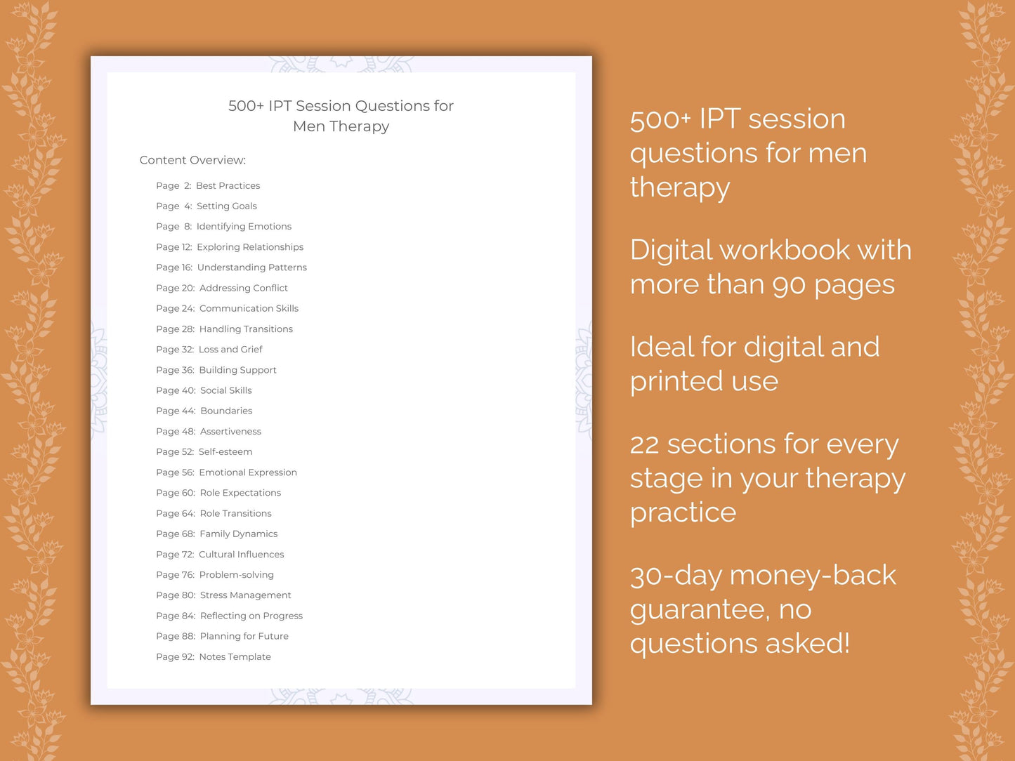 Men Interpersonal Therapy (IPT) Therapist Worksheets