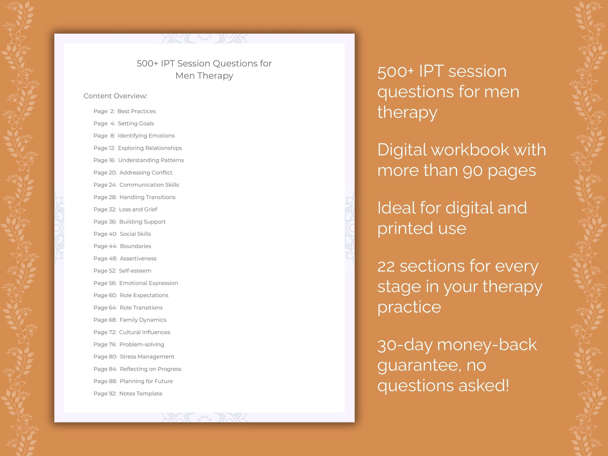 Men Interpersonal Therapy (IPT) Therapist Worksheets