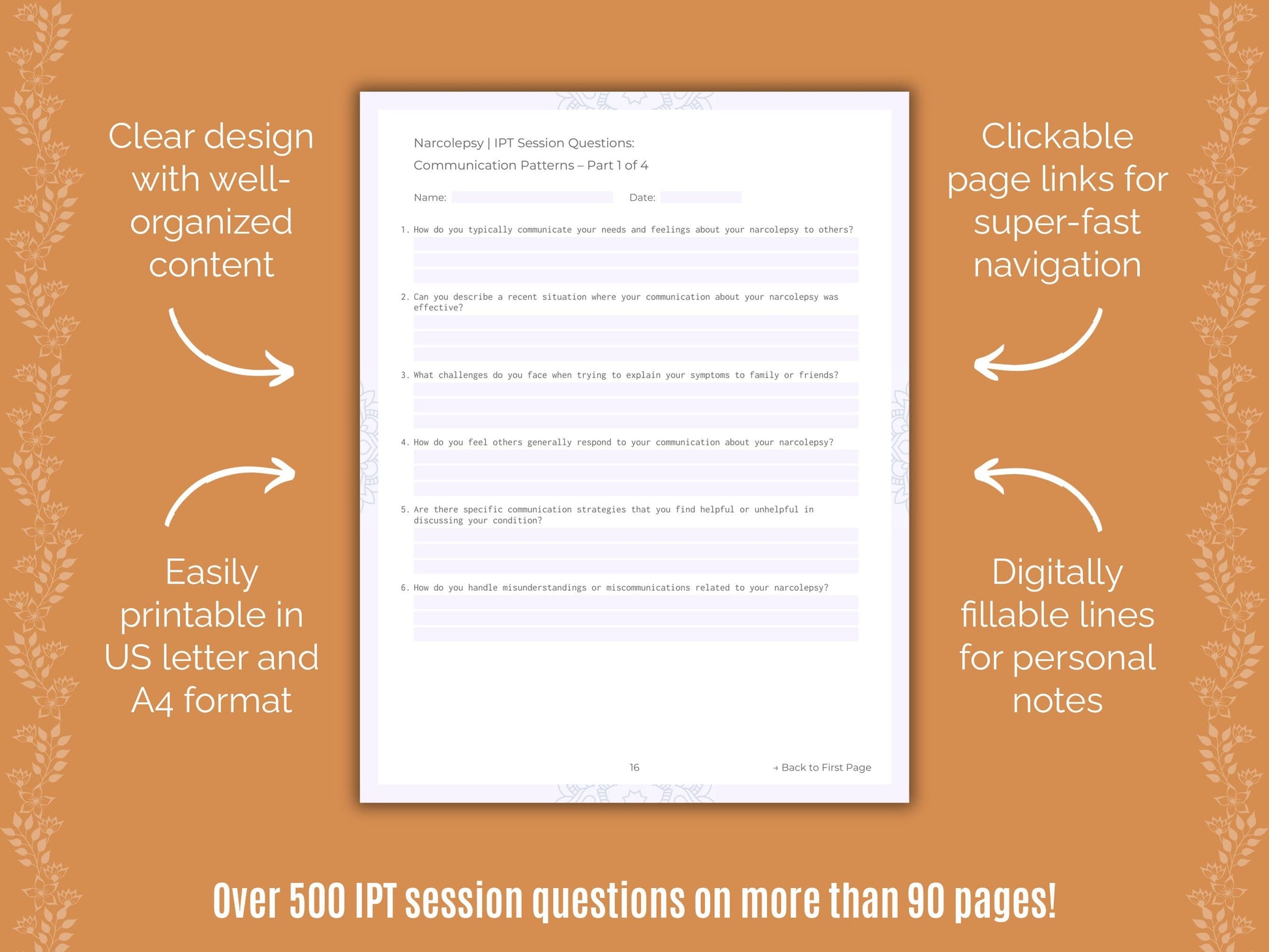 Narcolepsy Interpersonal Therapy (IPT) Counseling Templates