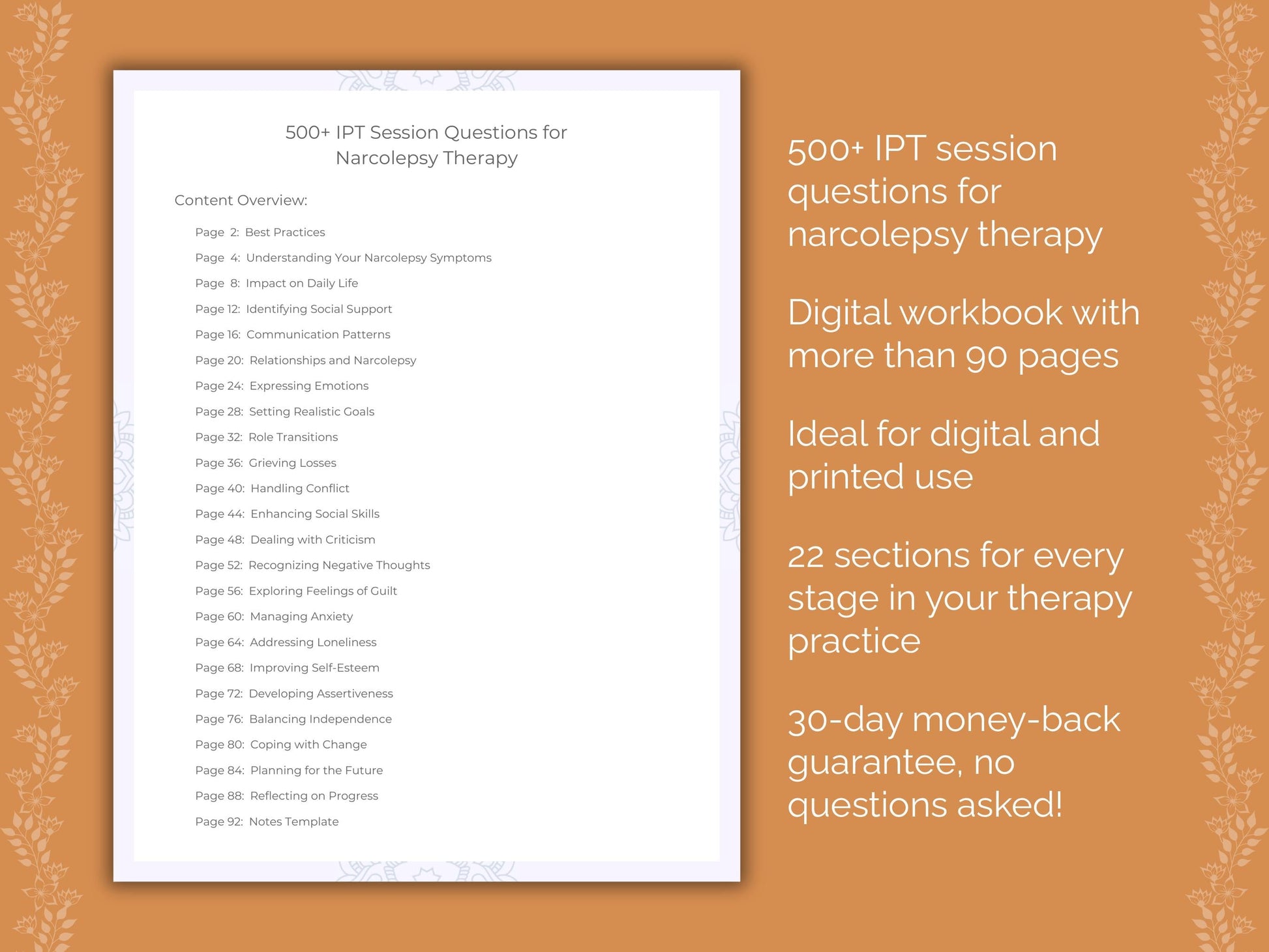 Narcolepsy Interpersonal Therapy (IPT) Therapist Worksheets