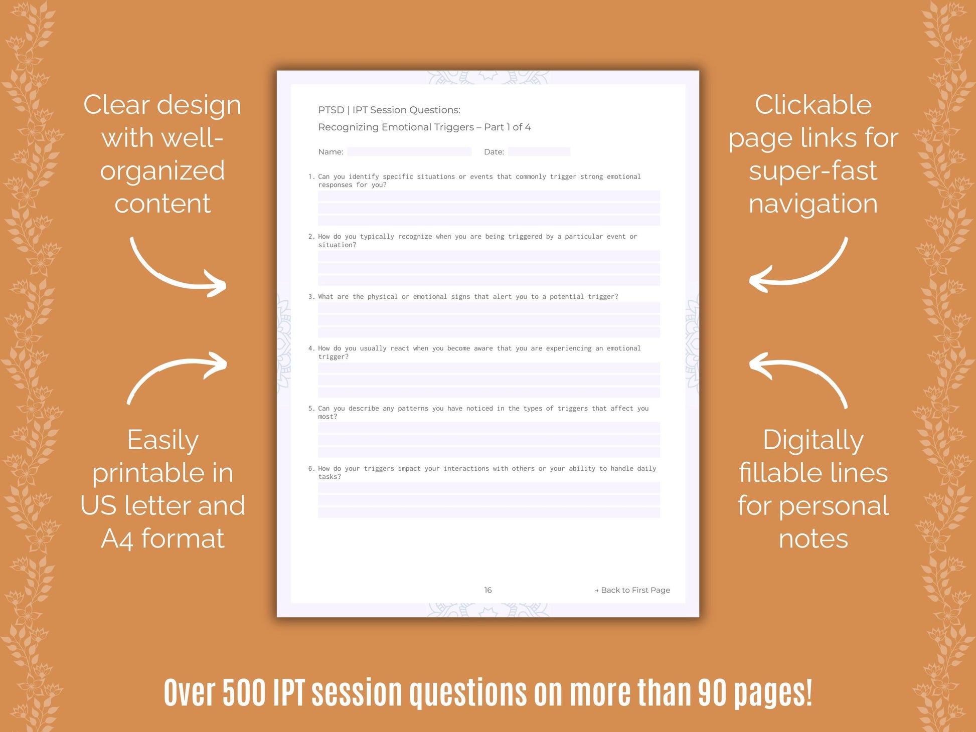 Post-Traumatic Stress Disorder (PTSD) Interpersonal Therapy (IPT) Counseling Templates