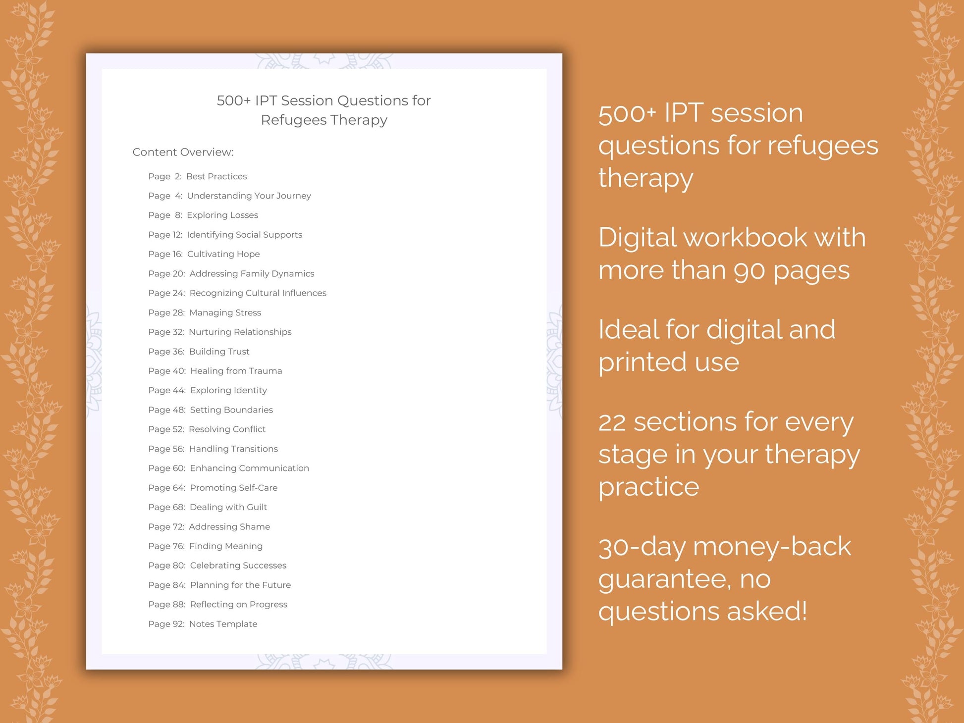 Refugees Interpersonal Therapy (IPT) Therapist Worksheets