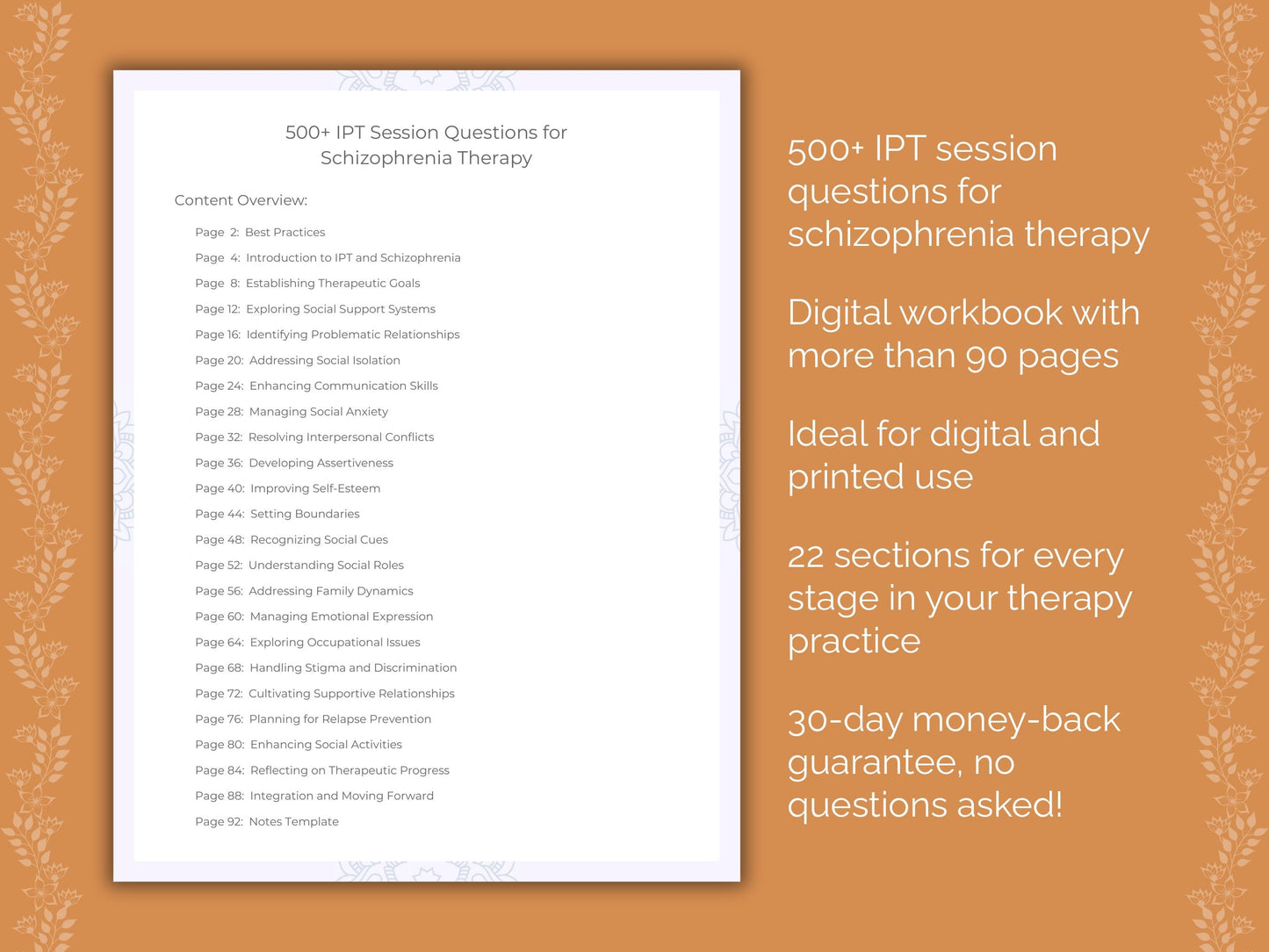 Schizophrenia Interpersonal Therapy (IPT) Therapist Worksheets