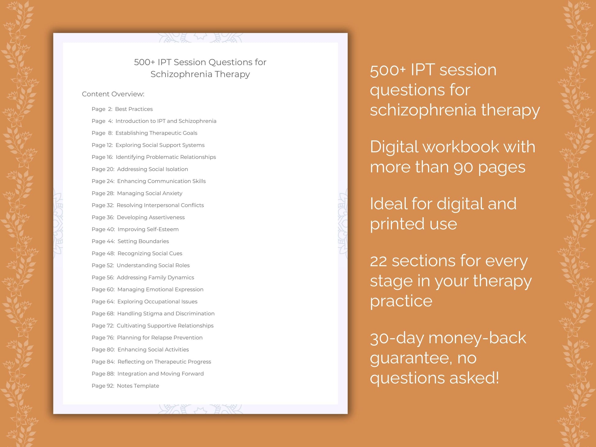 Schizophrenia Interpersonal Therapy (IPT) Therapist Worksheets