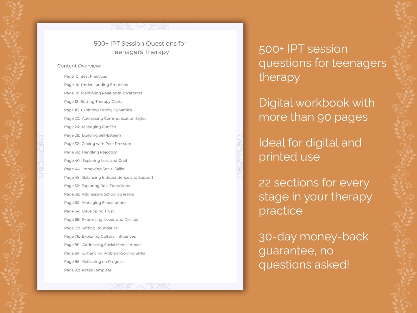 Teenagers Interpersonal Therapy (IPT) Therapist Worksheets