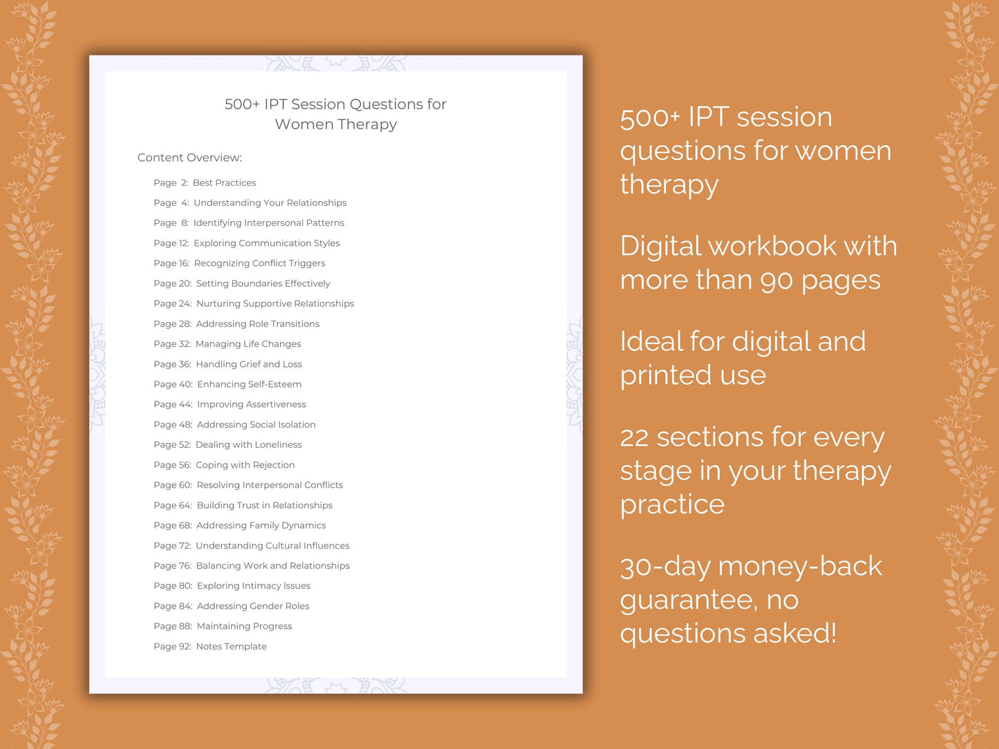 Women Interpersonal Therapy (IPT) Therapist Worksheets