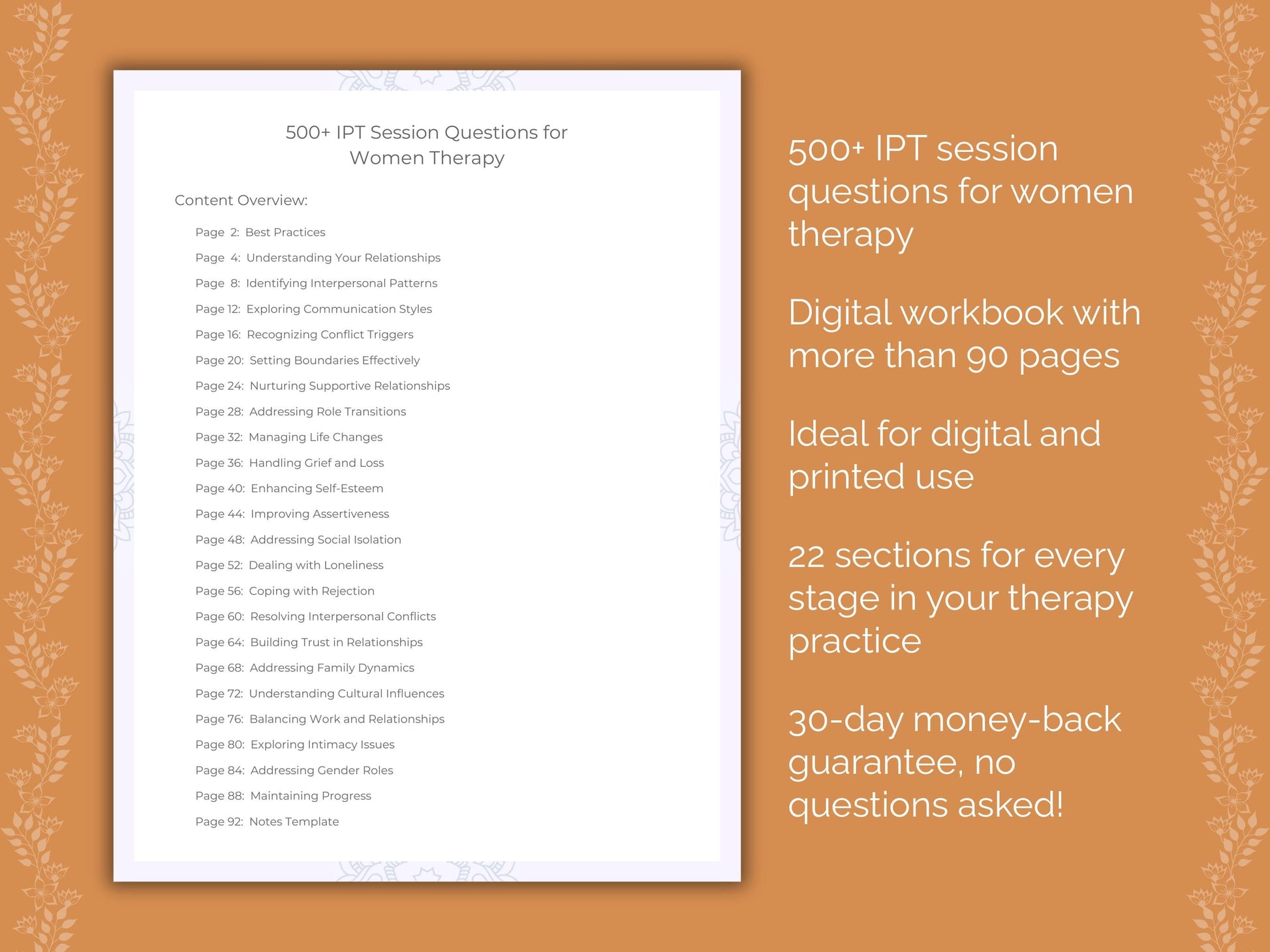 Women Interpersonal Therapy (IPT) Therapist Worksheets