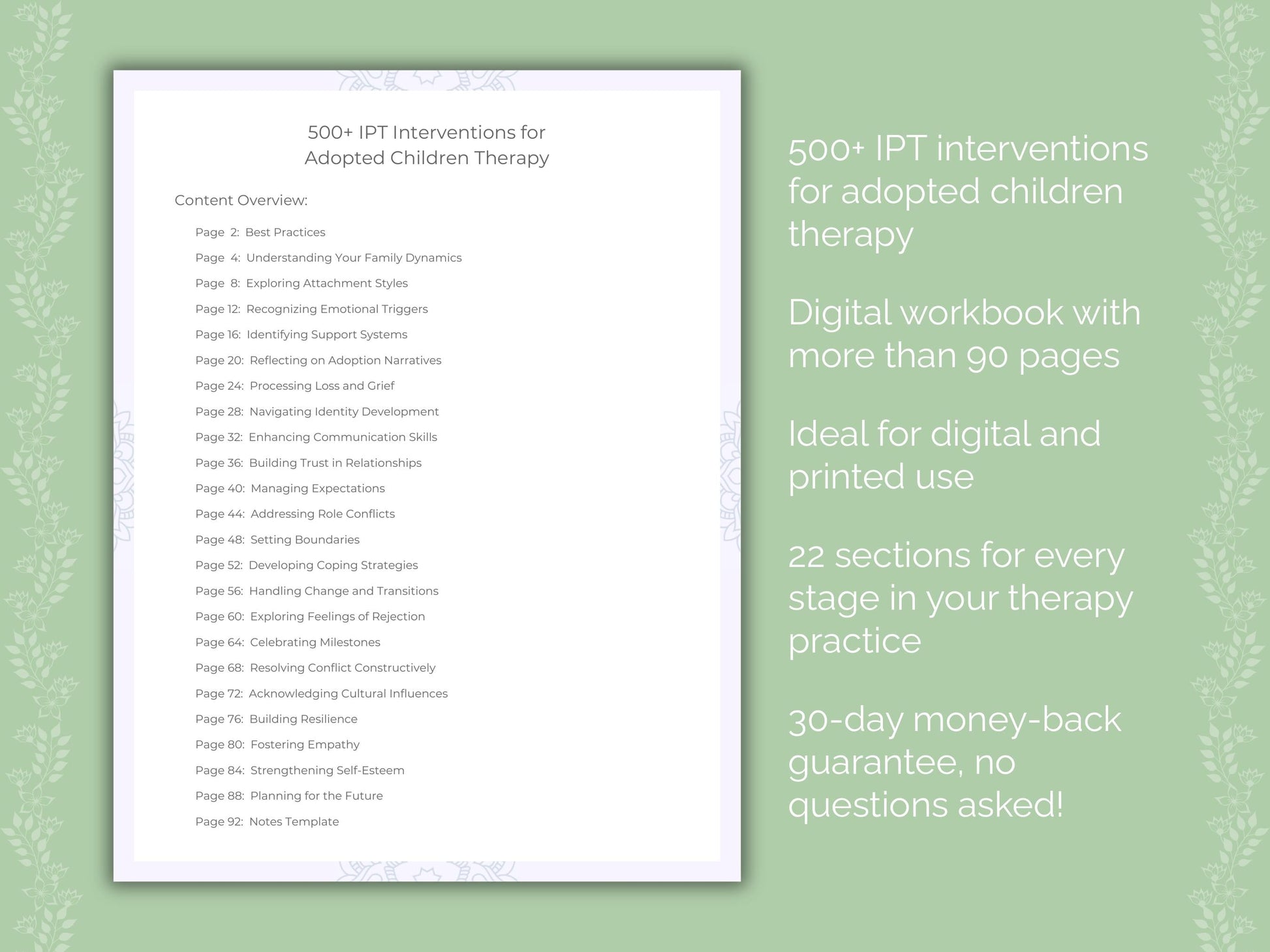 Adopted Children Interpersonal Therapy (IPT) Therapist Worksheets