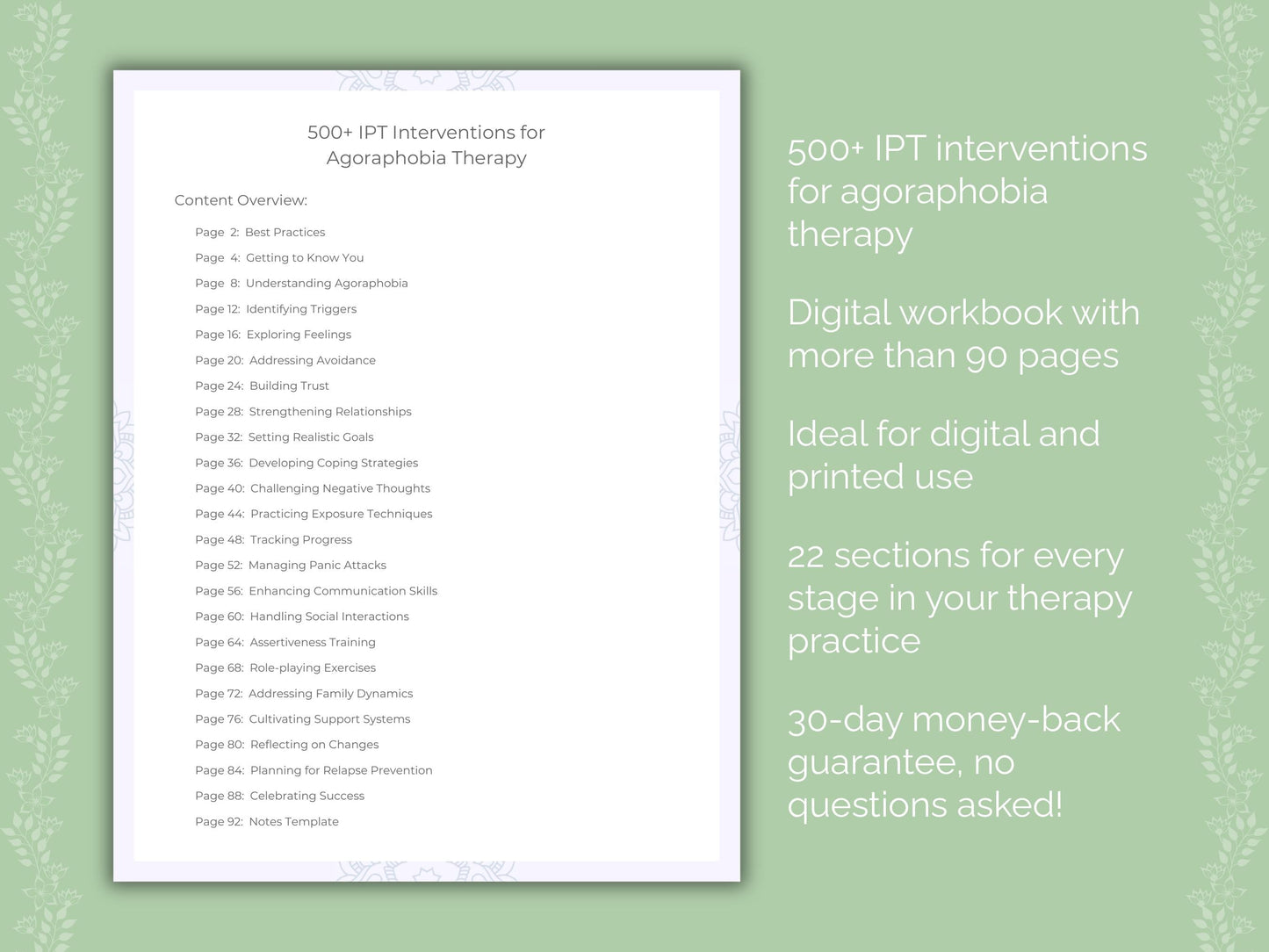 Agoraphobia Interpersonal Therapy (IPT) Therapist Worksheets