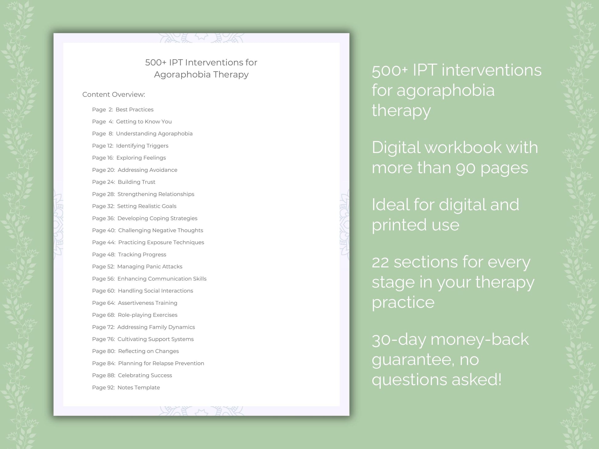 Agoraphobia Interpersonal Therapy (IPT) Therapist Worksheets