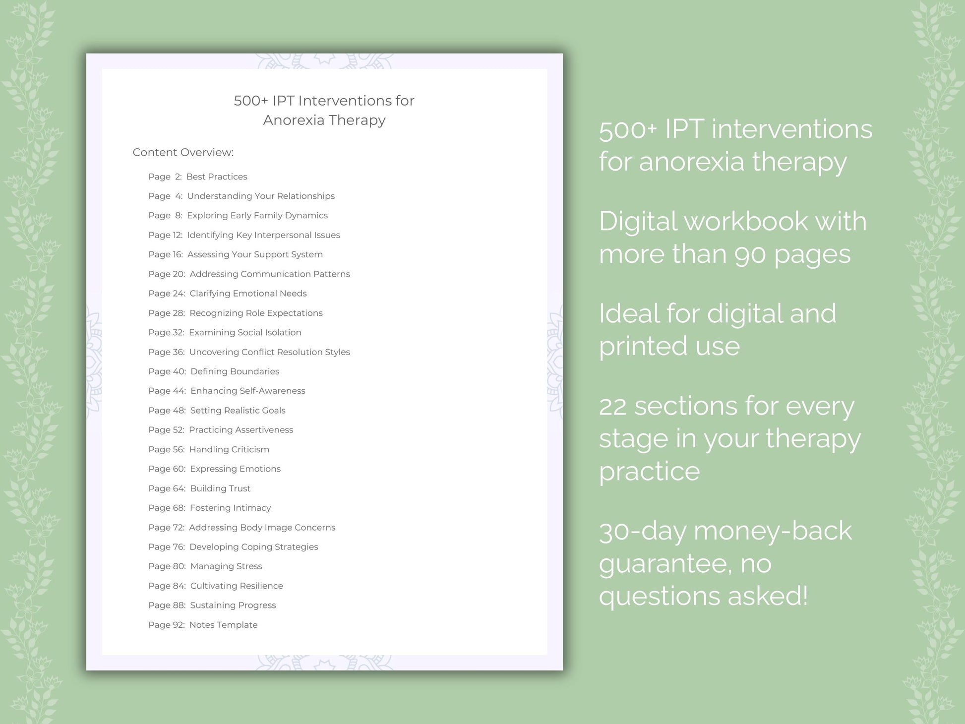 Anorexia Interpersonal Therapy (IPT) Therapist Worksheets