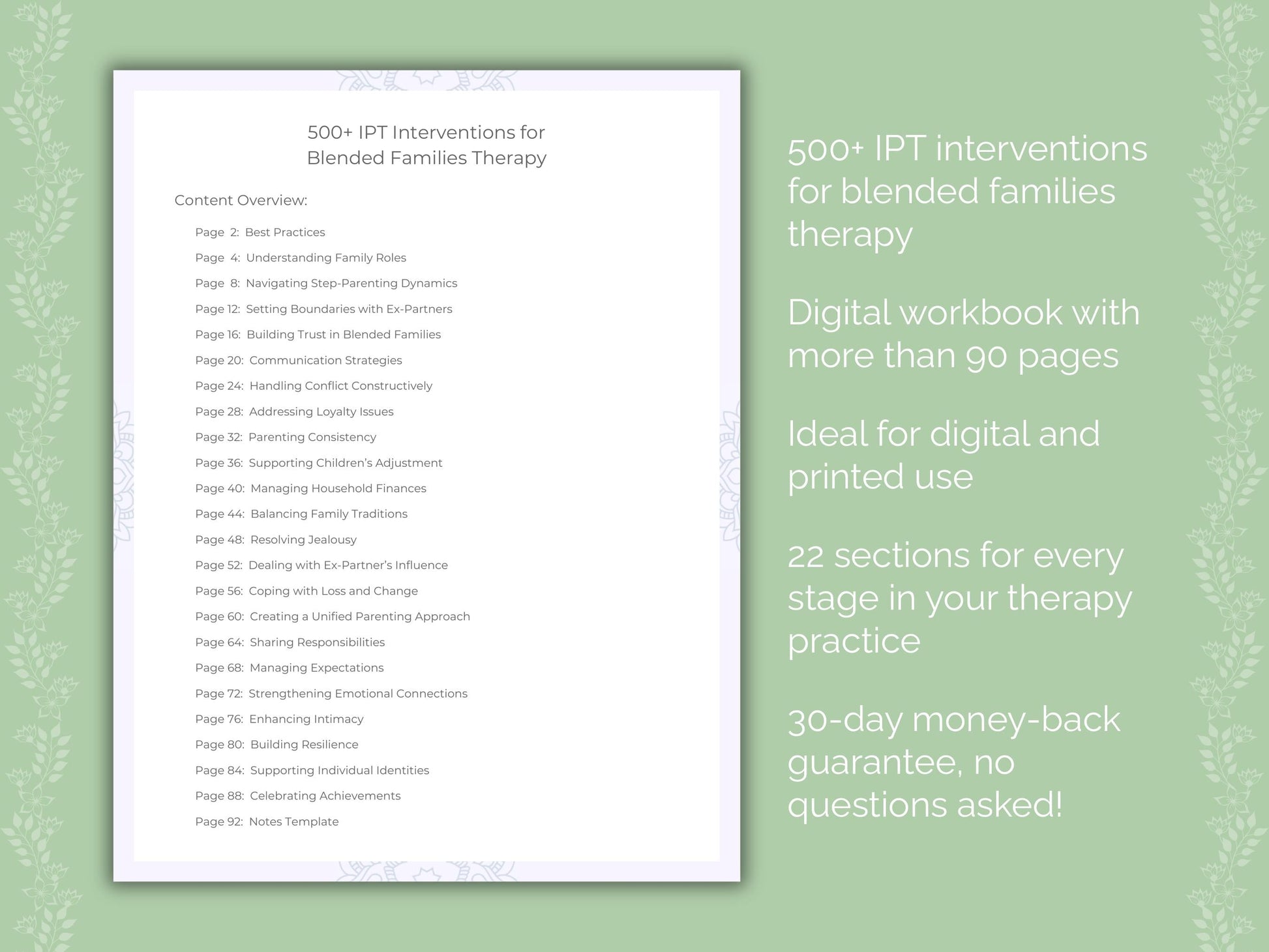 Blended Families Interpersonal Therapy (IPT) Therapist Worksheets
