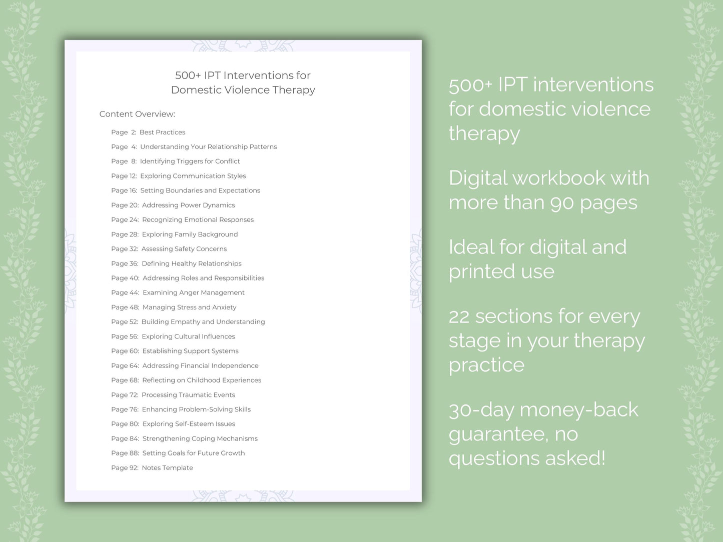Domestic Violence Interpersonal Therapy (IPT) Therapist Worksheets