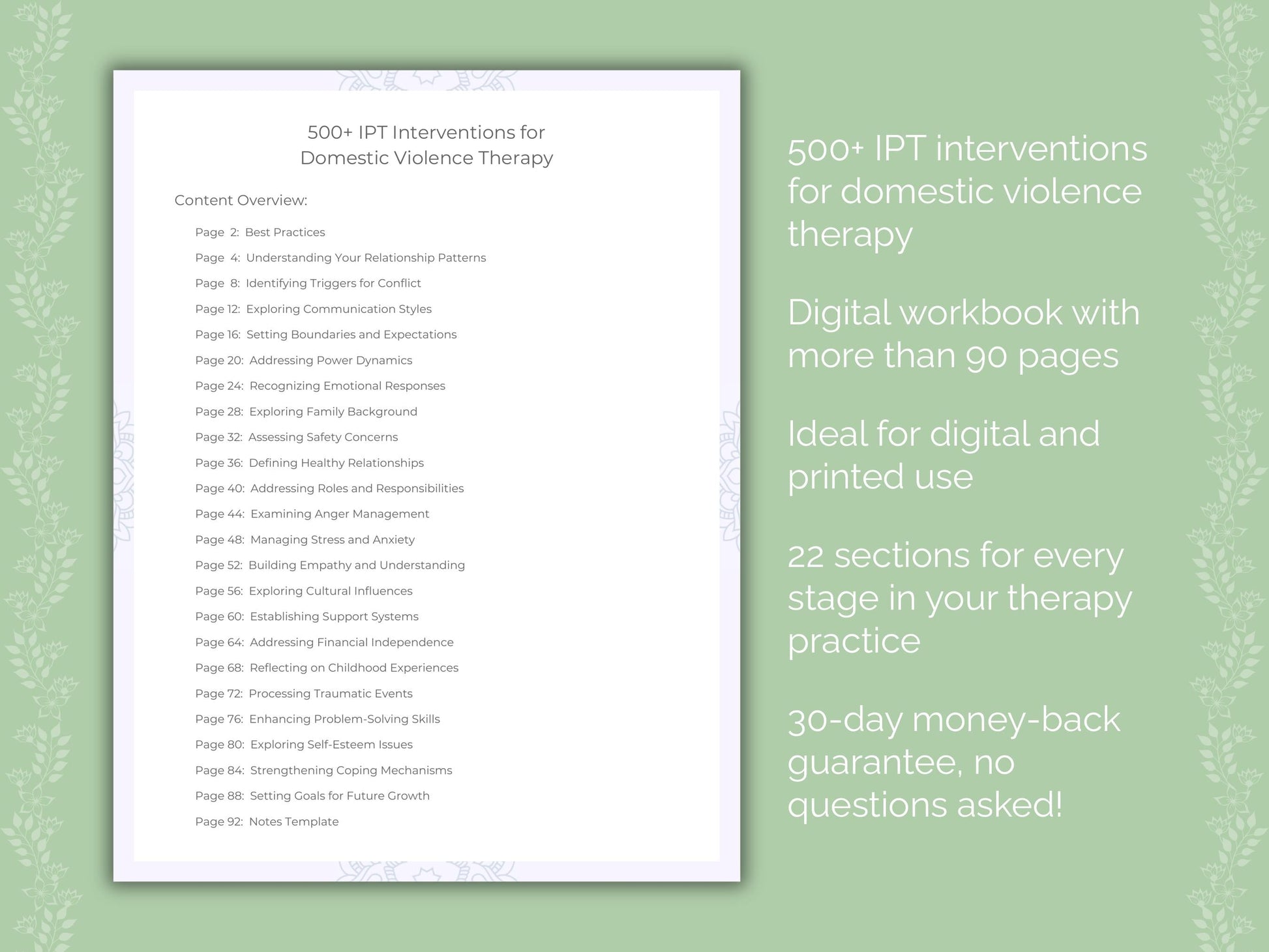Domestic Violence Interpersonal Therapy (IPT) Therapist Worksheets
