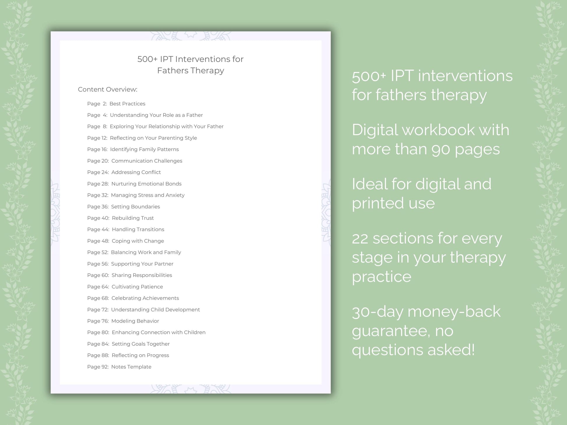 Fathers Interpersonal Therapy (IPT) Therapist Worksheets