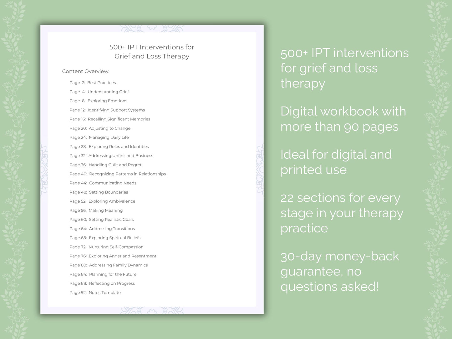 Grief and Loss Interpersonal Therapy (IPT) Therapist Worksheets