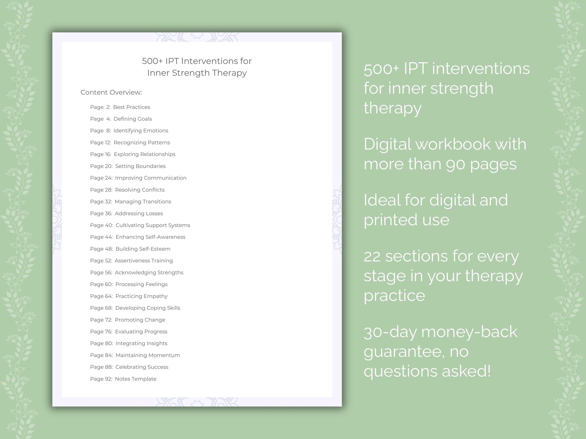 Inner Strength Interpersonal Therapy (IPT) Therapist Worksheets