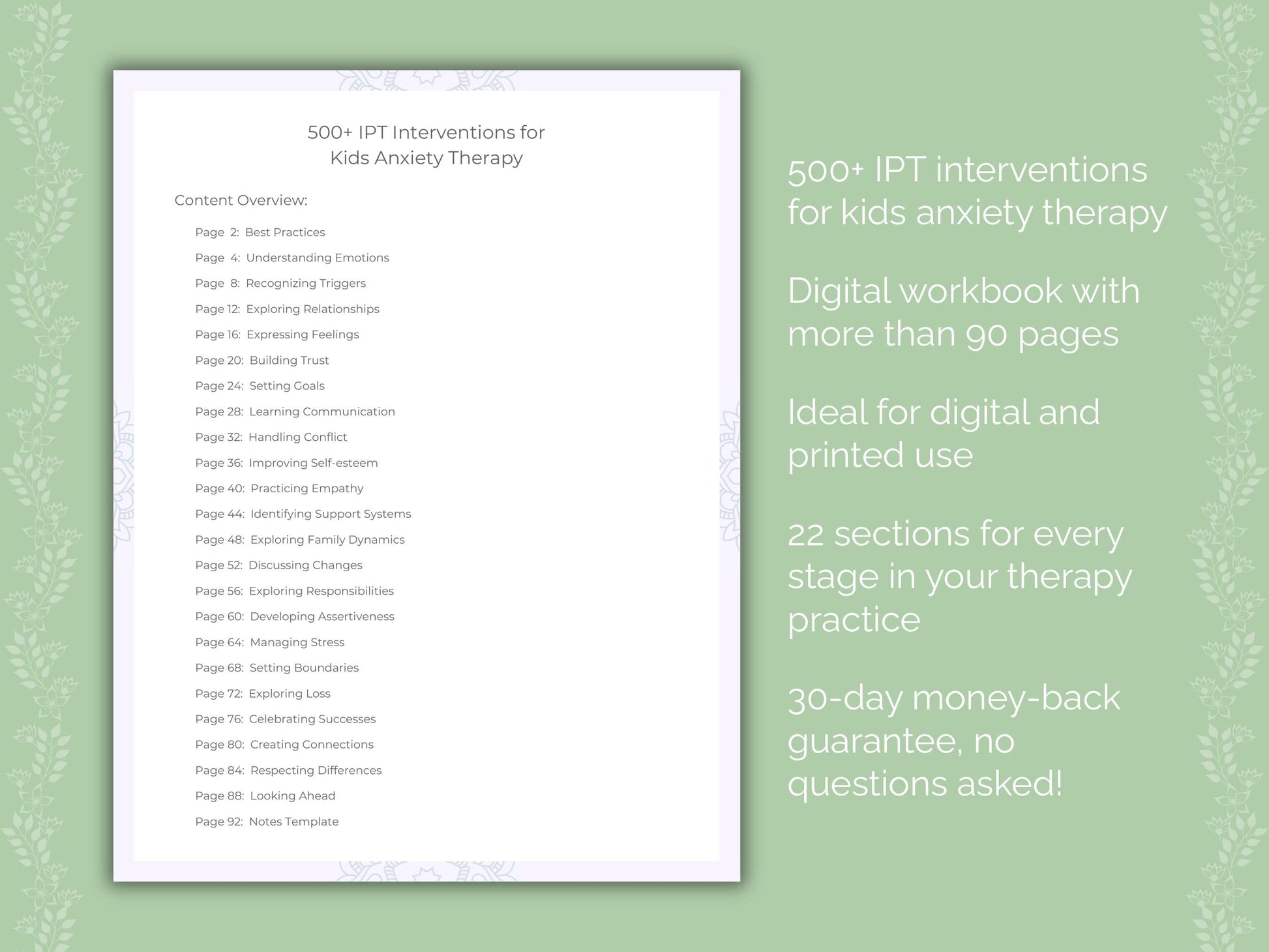 Kids Anxiety Interpersonal Therapy (IPT) Therapist Worksheets