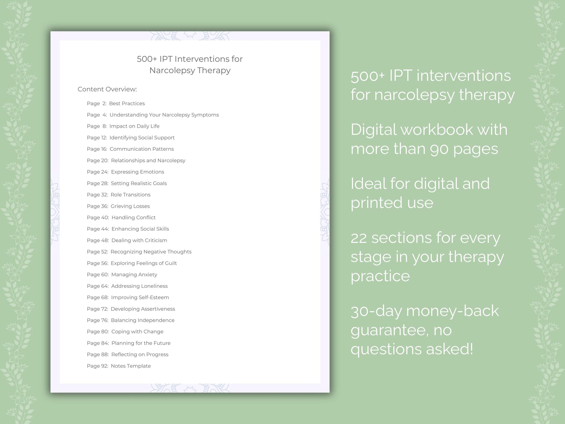 Narcolepsy Interpersonal Therapy (IPT) Therapist Worksheets
