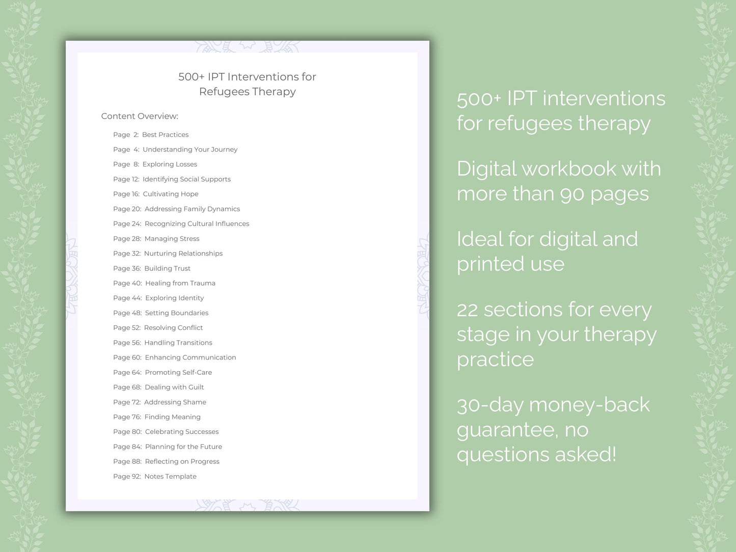 Refugees Interpersonal Therapy (IPT) Therapist Worksheets