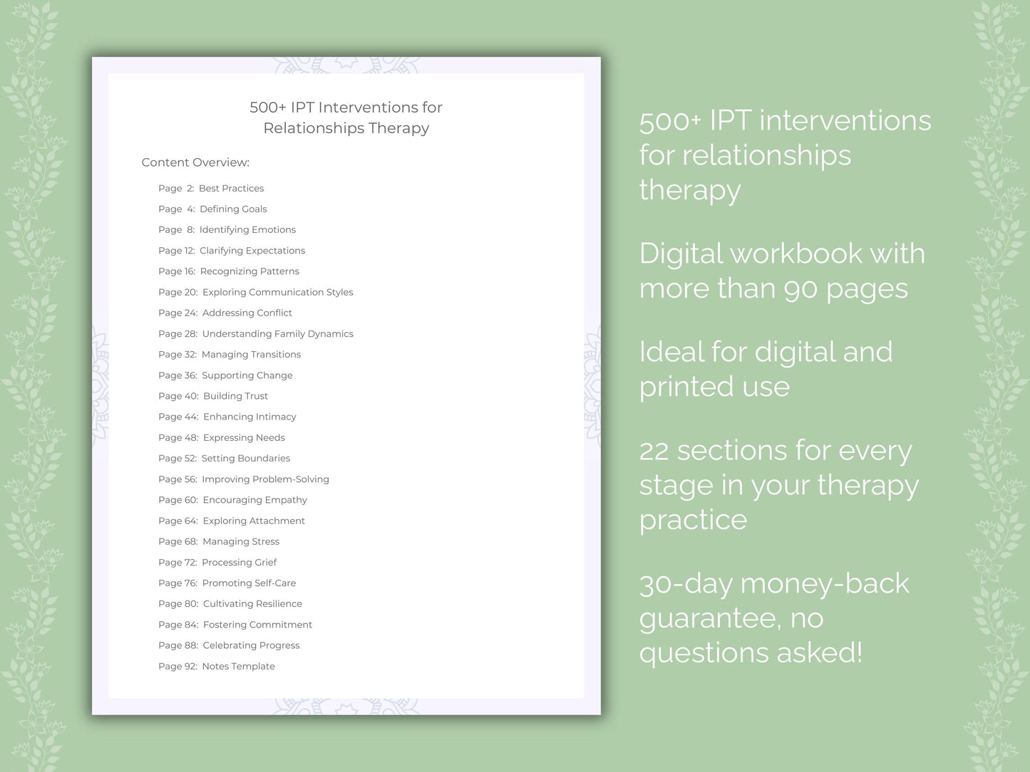 Relationships Interpersonal Therapy (IPT) Therapist Worksheets