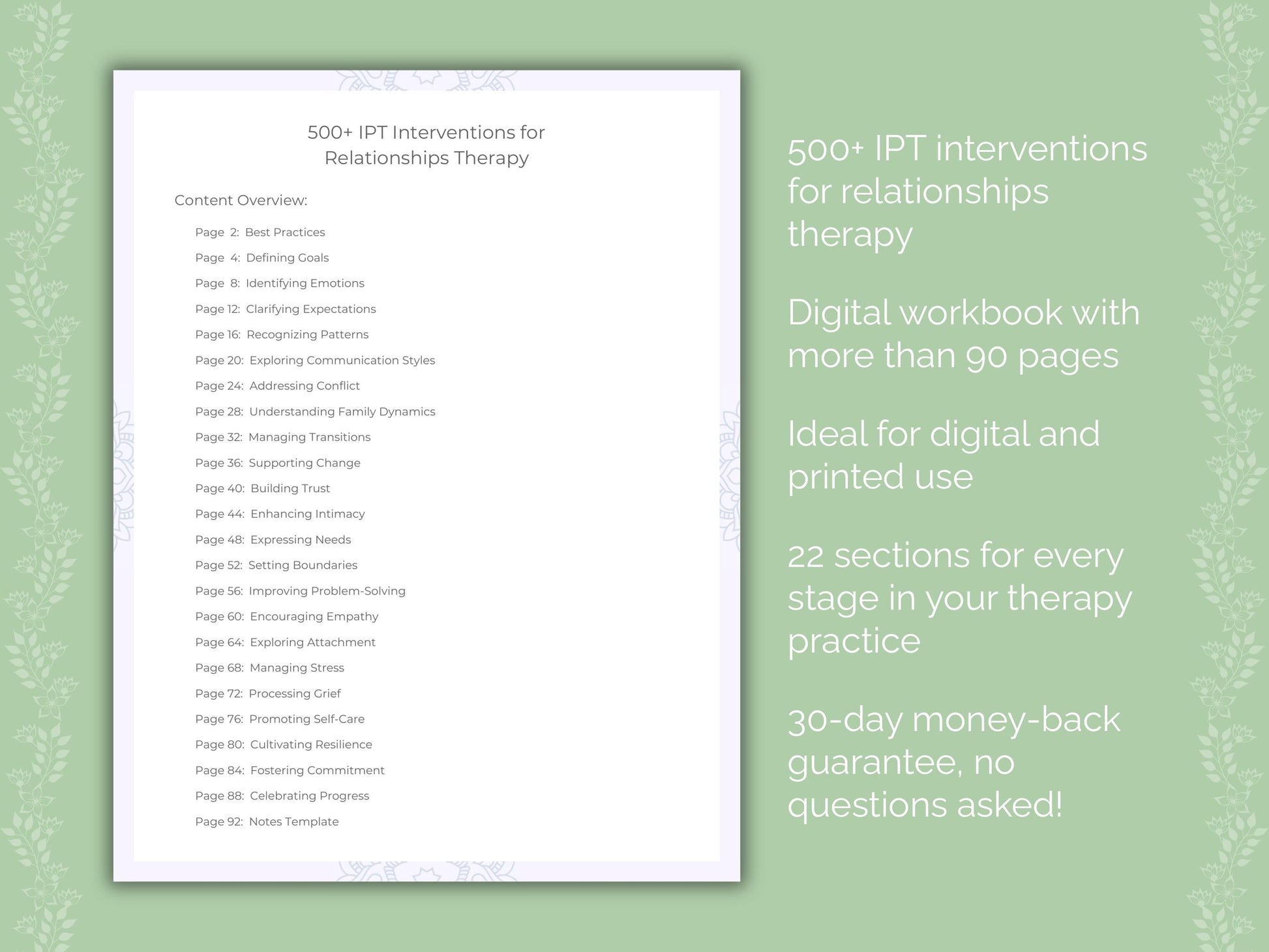 Relationships Interpersonal Therapy (IPT) Therapist Worksheets