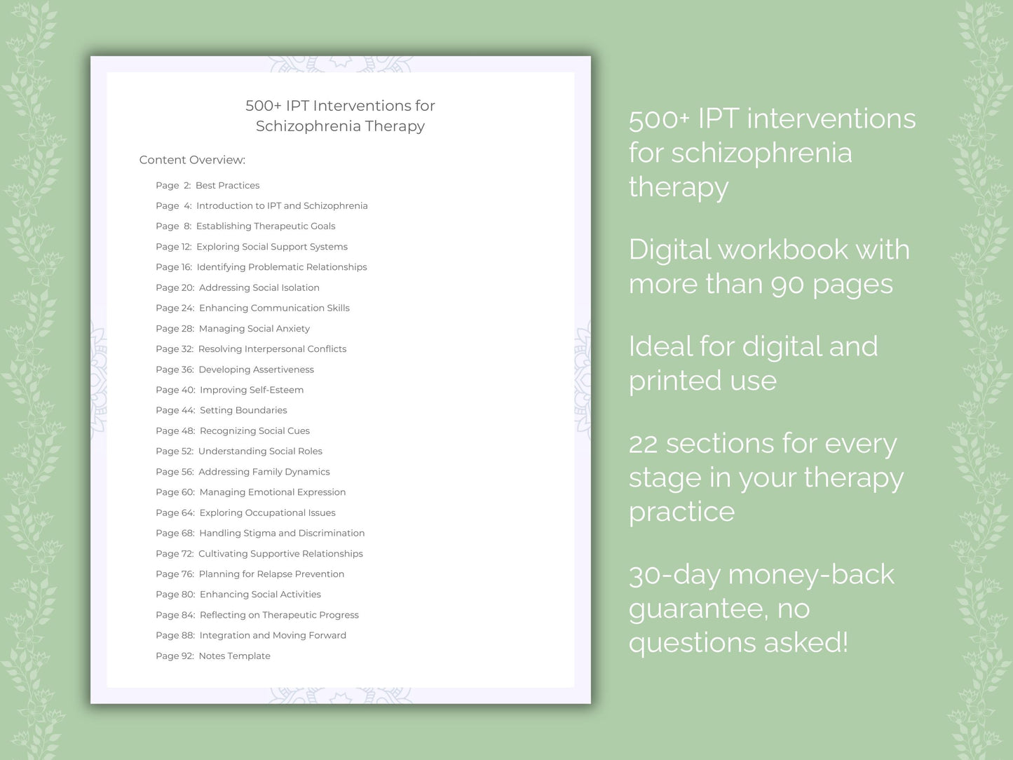Schizophrenia Interpersonal Therapy (IPT) Therapist Worksheets