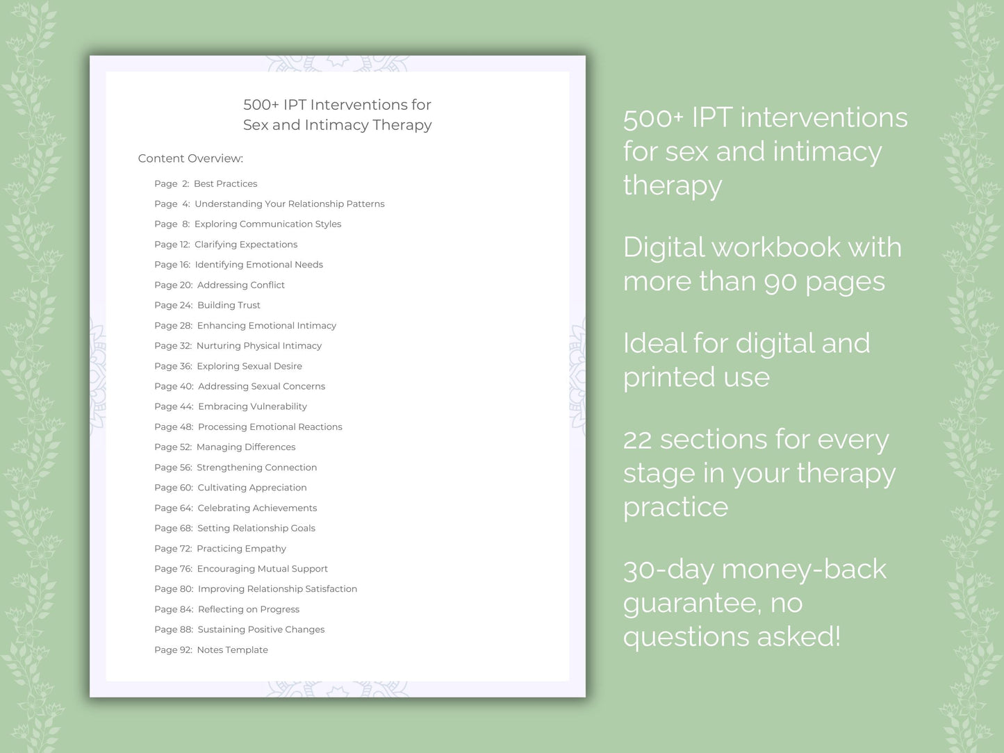 Sex and Intimacy Interpersonal Therapy (IPT) Therapist Worksheets