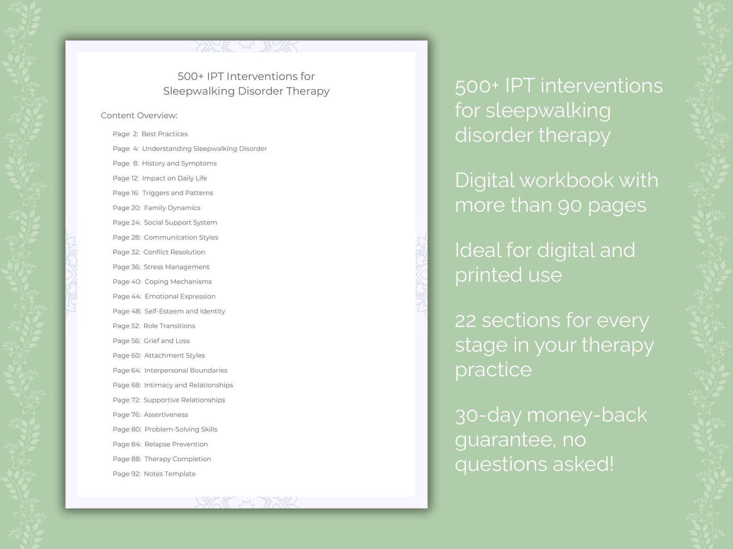 Sleepwalking Disorder Interpersonal Therapy (IPT) Therapist Worksheets