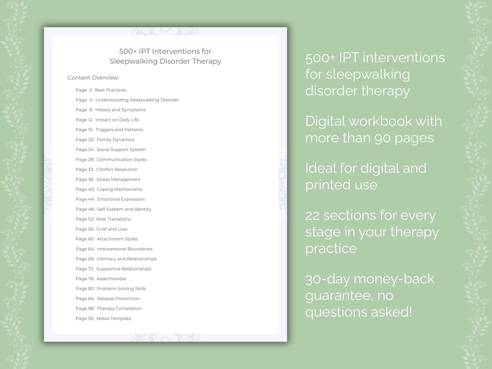Sleepwalking Disorder Interpersonal Therapy (IPT) Therapist Worksheets