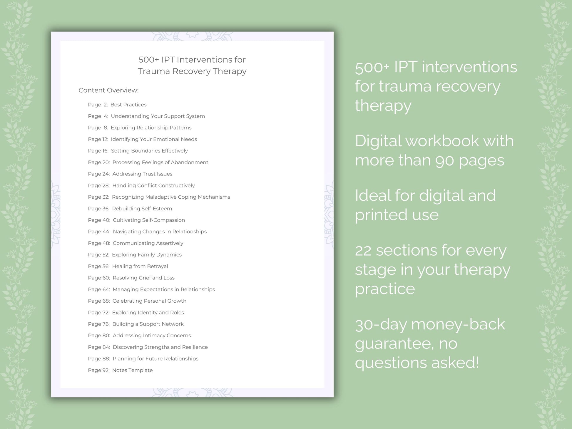 Trauma Recovery Interpersonal Therapy (IPT) Therapist Worksheets