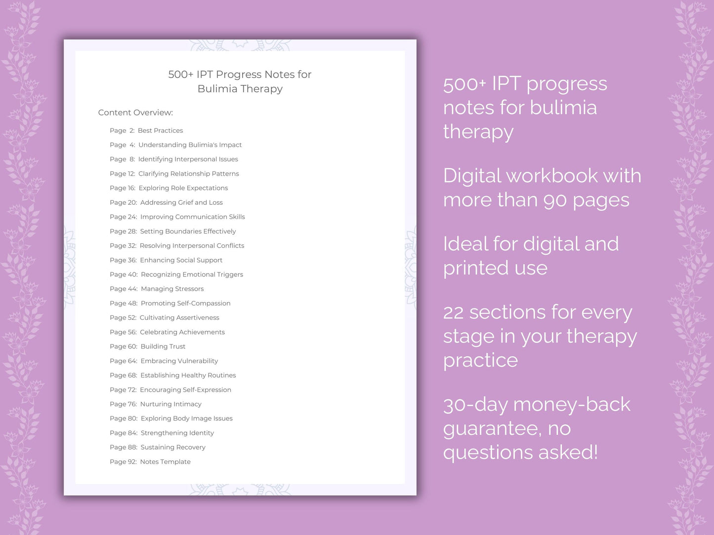 Bulimia Interpersonal Therapy (IPT) Therapist Worksheets