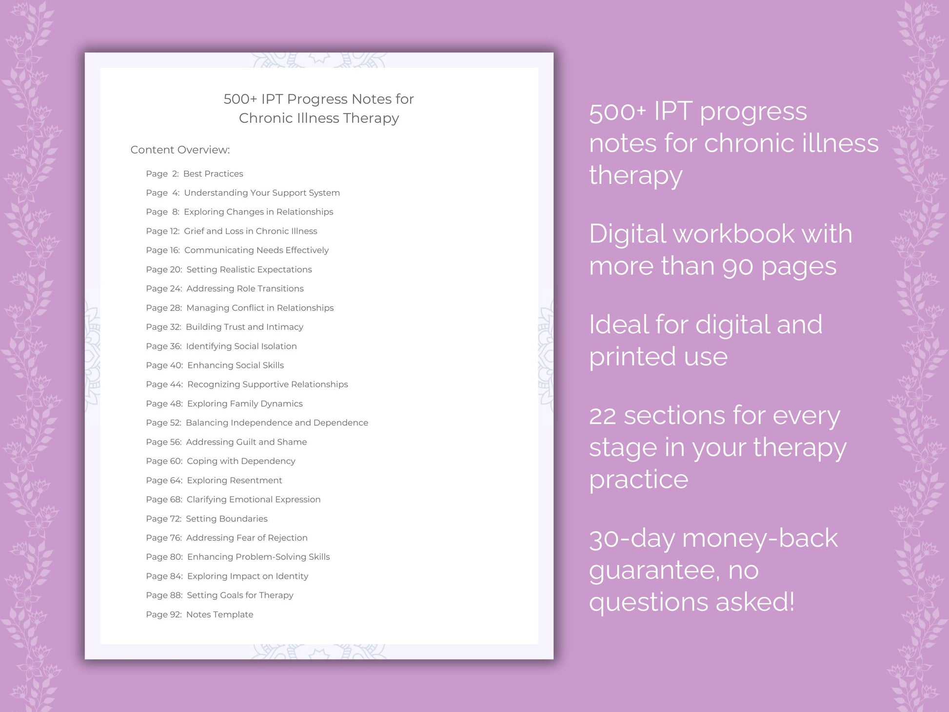Chronic Illness Interpersonal Therapy (IPT) Therapist Worksheets