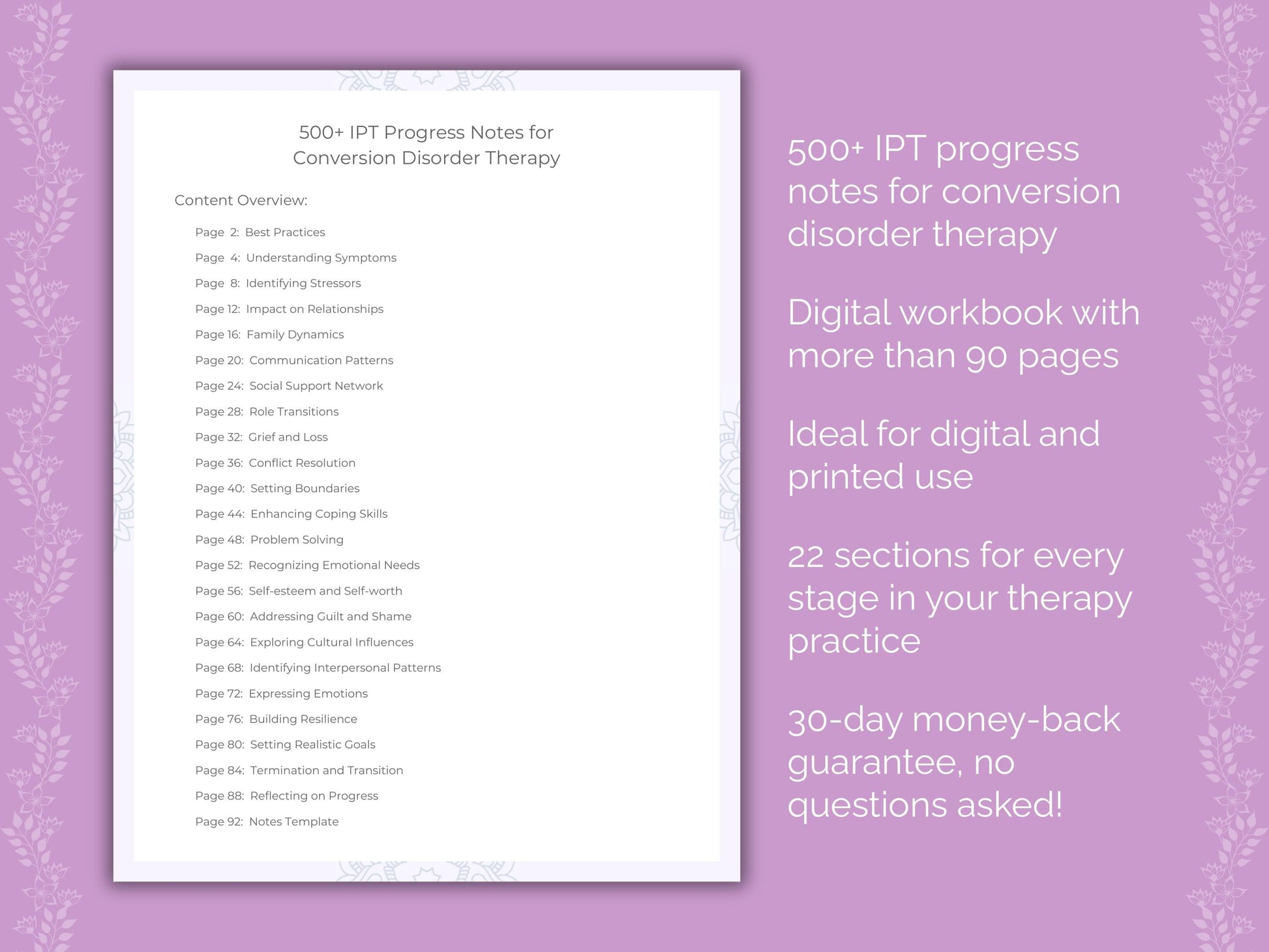 Conversion Disorder Interpersonal Therapy (IPT) Therapist Worksheets