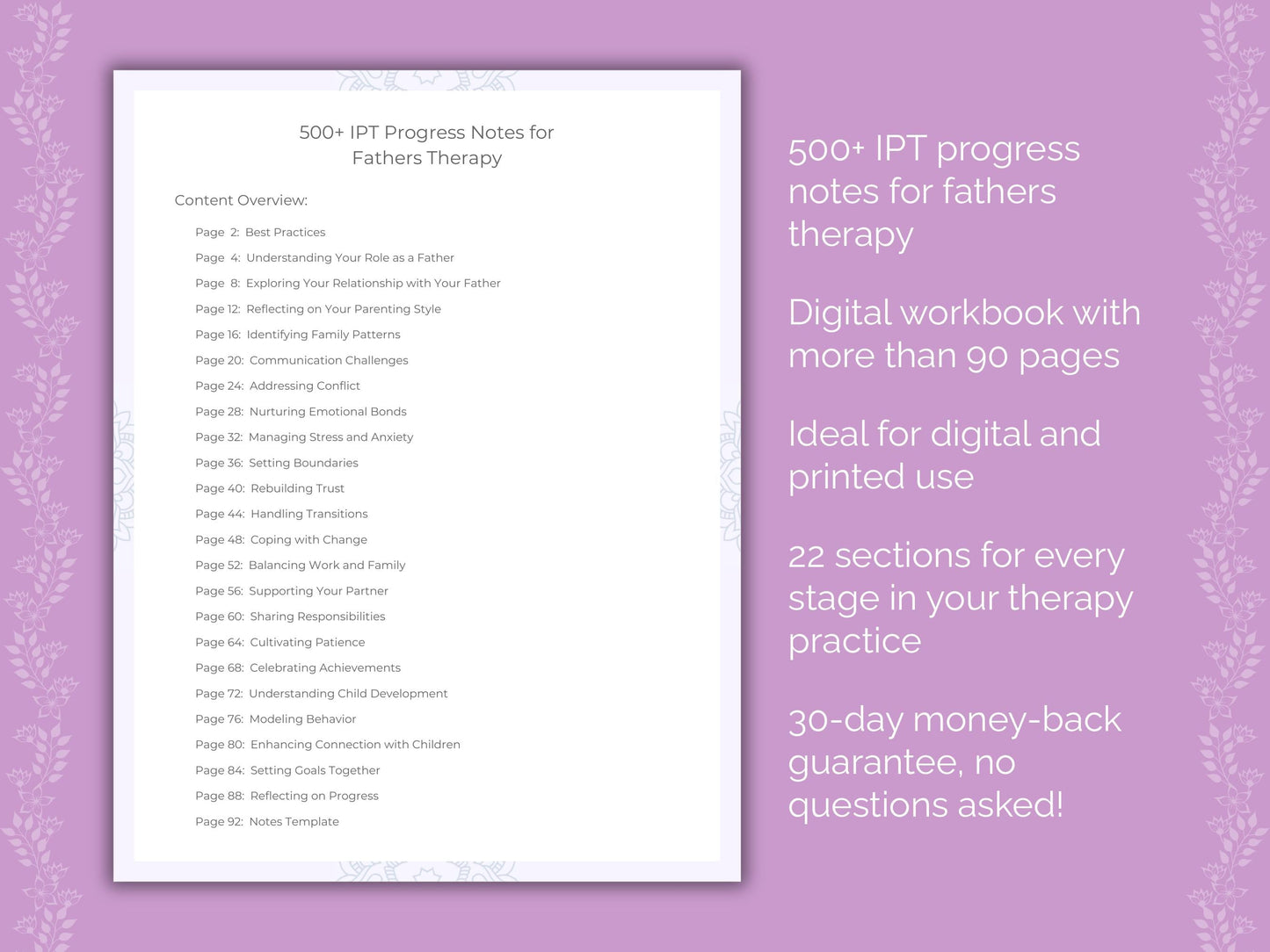 Fathers Interpersonal Therapy (IPT) Therapist Worksheets