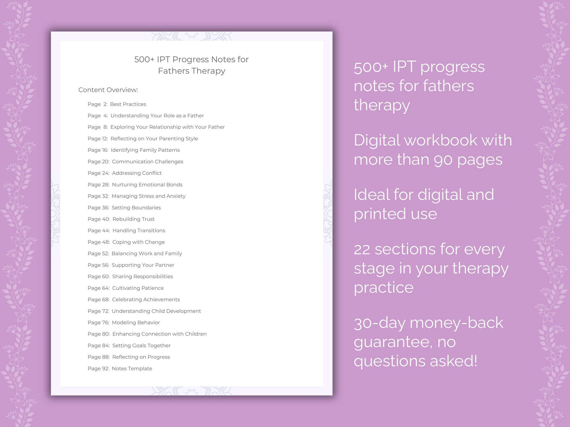 Fathers Interpersonal Therapy (IPT) Therapist Worksheets