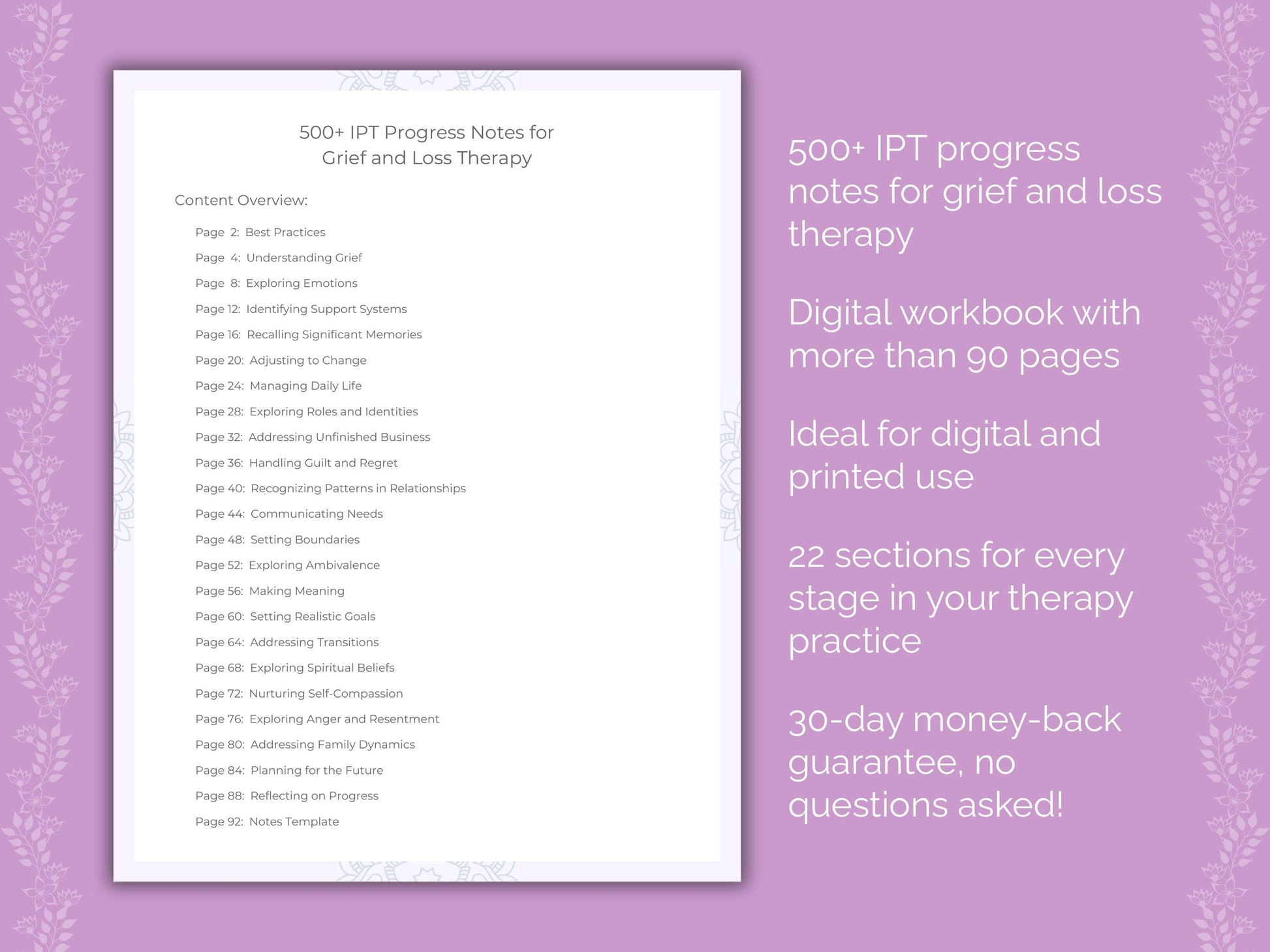 Grief and Loss Interpersonal Therapy (IPT) Therapist Worksheets