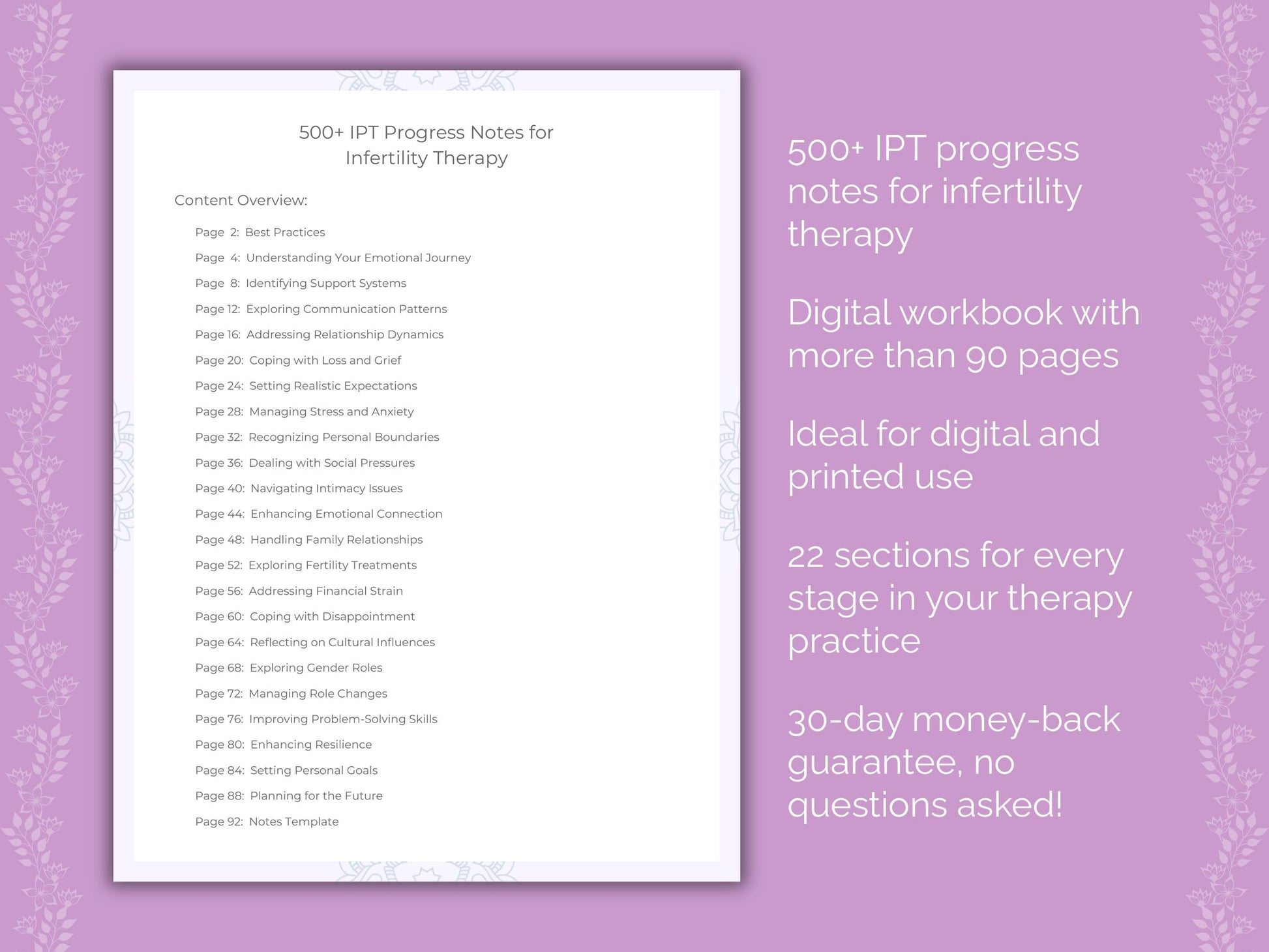 Infertility Interpersonal Therapy (IPT) Therapist Worksheets