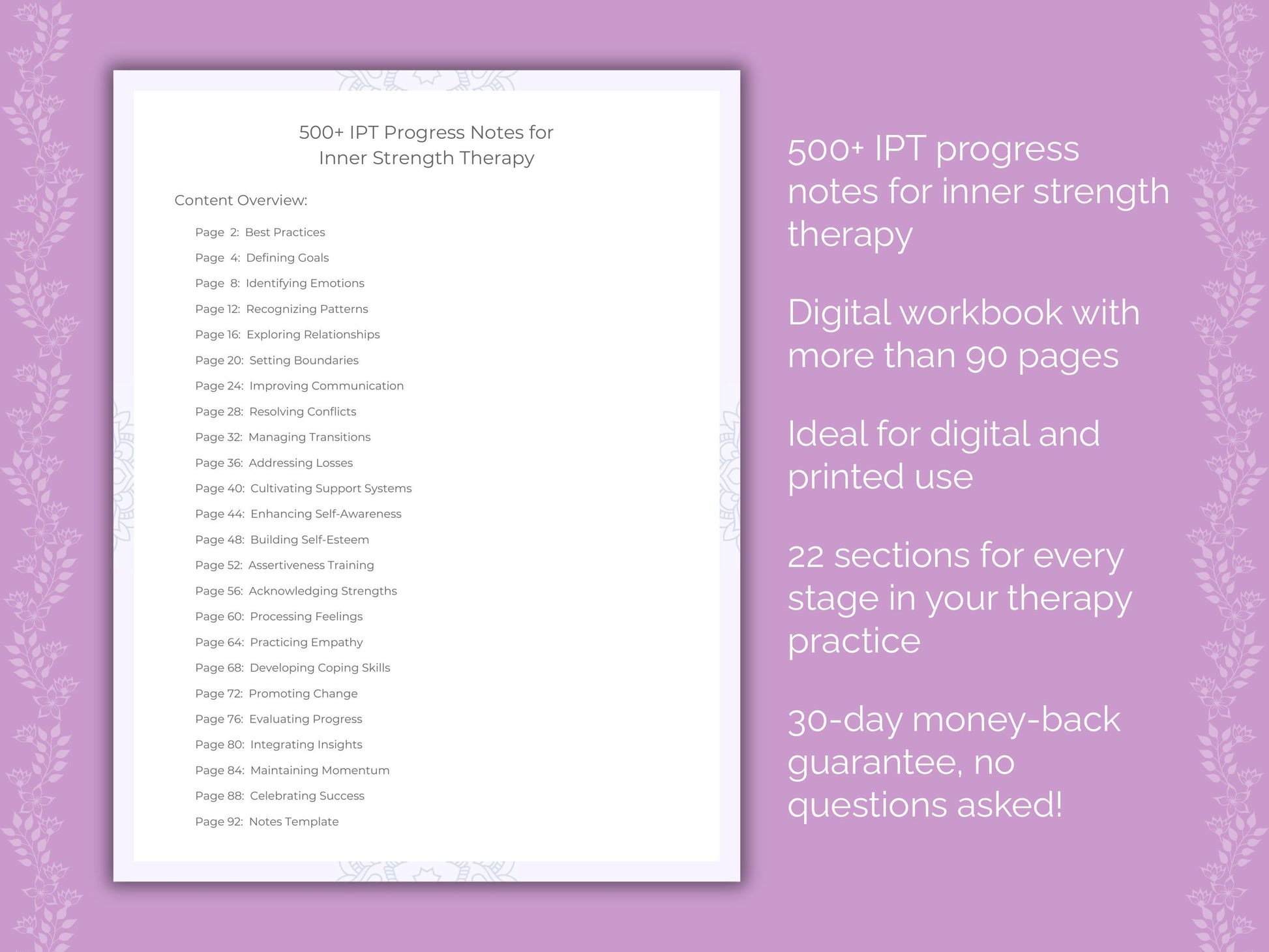 Inner Strength Interpersonal Therapy (IPT) Therapist Worksheets