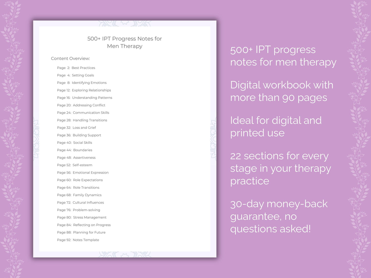 Men Interpersonal Therapy (IPT) Therapist Worksheets
