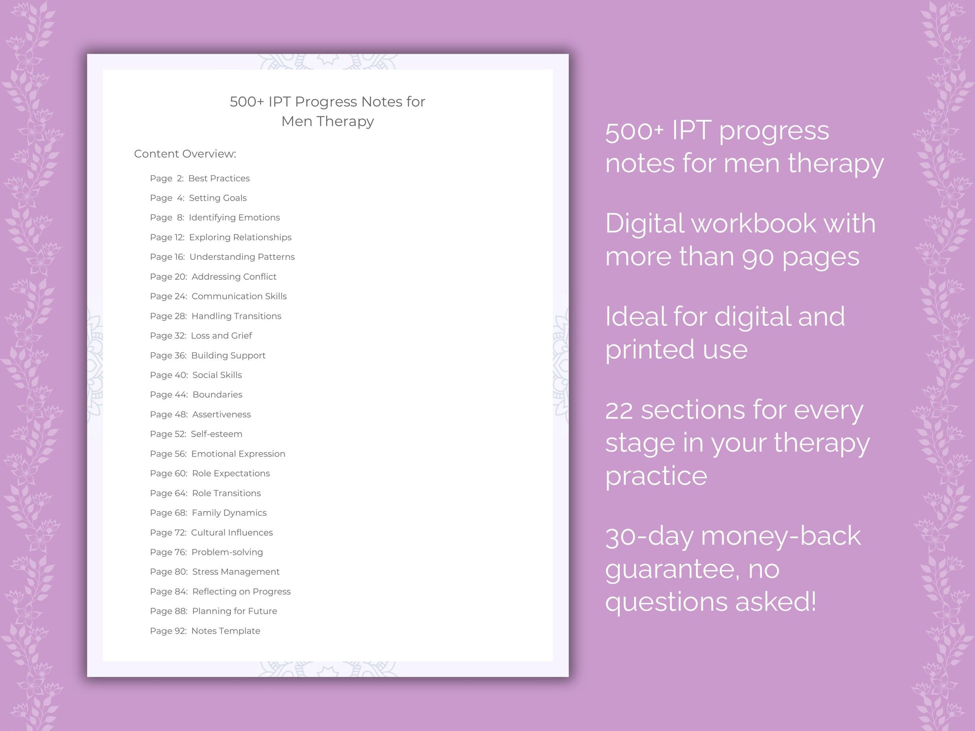 Men Interpersonal Therapy (IPT) Therapist Worksheets