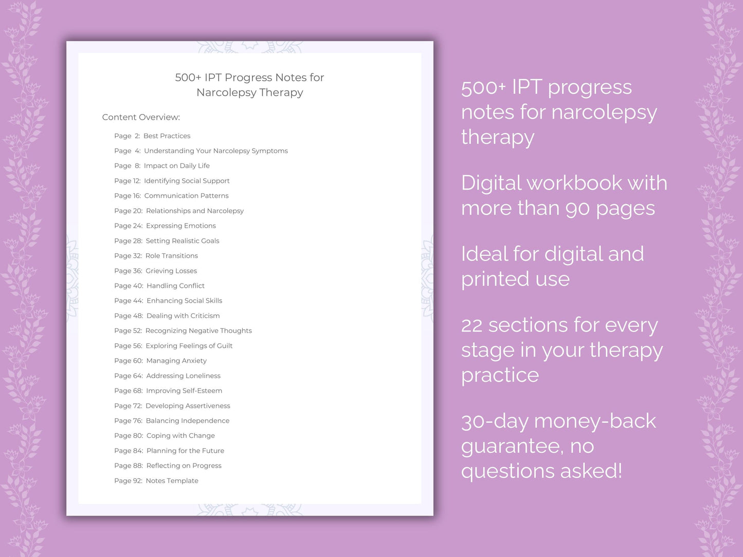 Narcolepsy Interpersonal Therapy (IPT) Therapist Worksheets